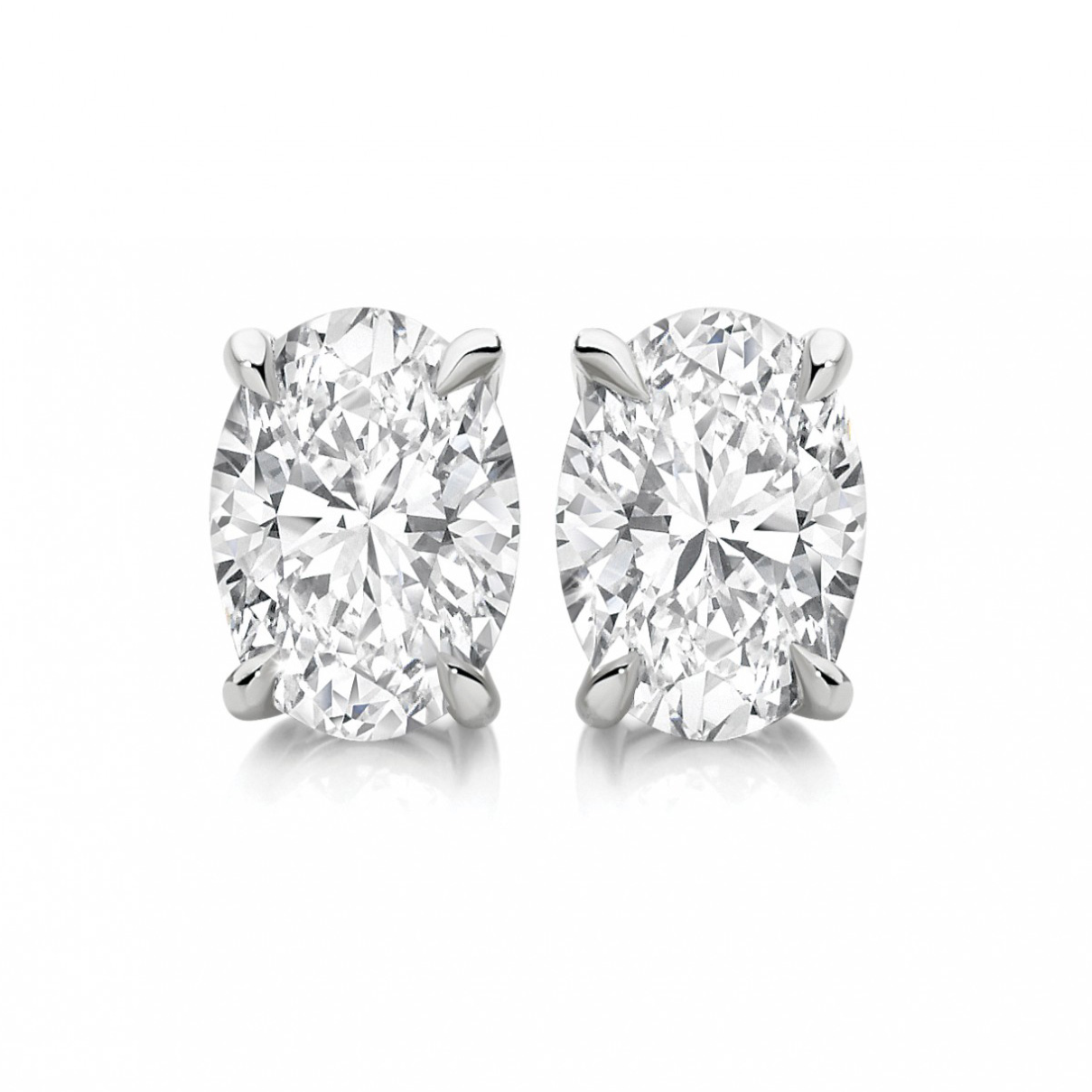 2.0 ctw Oval Moissanite Diamond Solitaire Earring Studs In Gold Plated