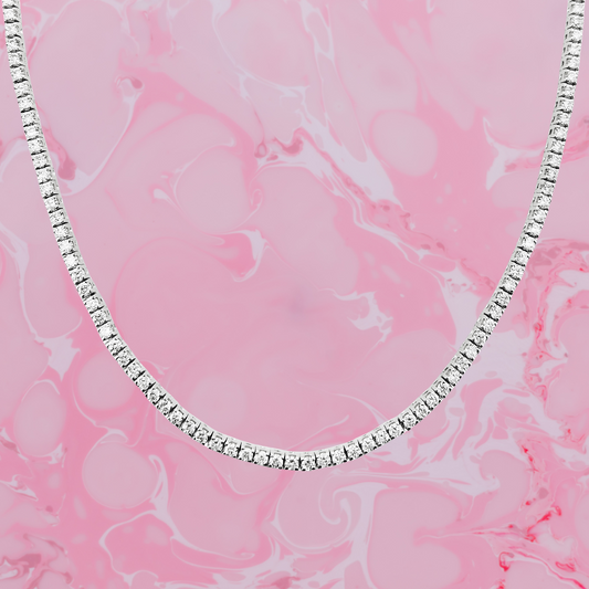 Unisex Moissanite Tennis Necklace | Passes Diamond Tester | 925 Silver Euro Setting | Platinum Plated | Gift for Him & Her |Iced Out Jewelry