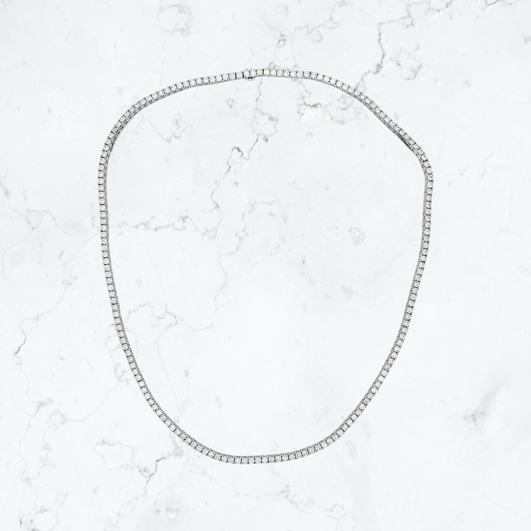 Unisex Moissanite Tennis Necklace | Passes Diamond Tester | 925 Silver Euro Setting | Platinum Plated | Gift for Him & Her |Iced Out Jewelry