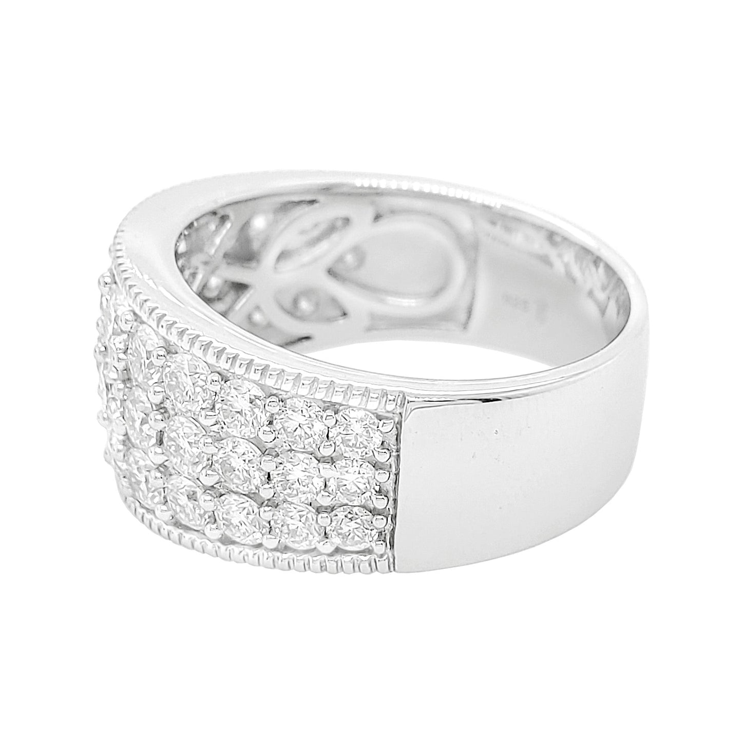 2CTW 3 Row Diamond Cluster Wedding Band with Real Moissanite in 14K Gold Plated Silver