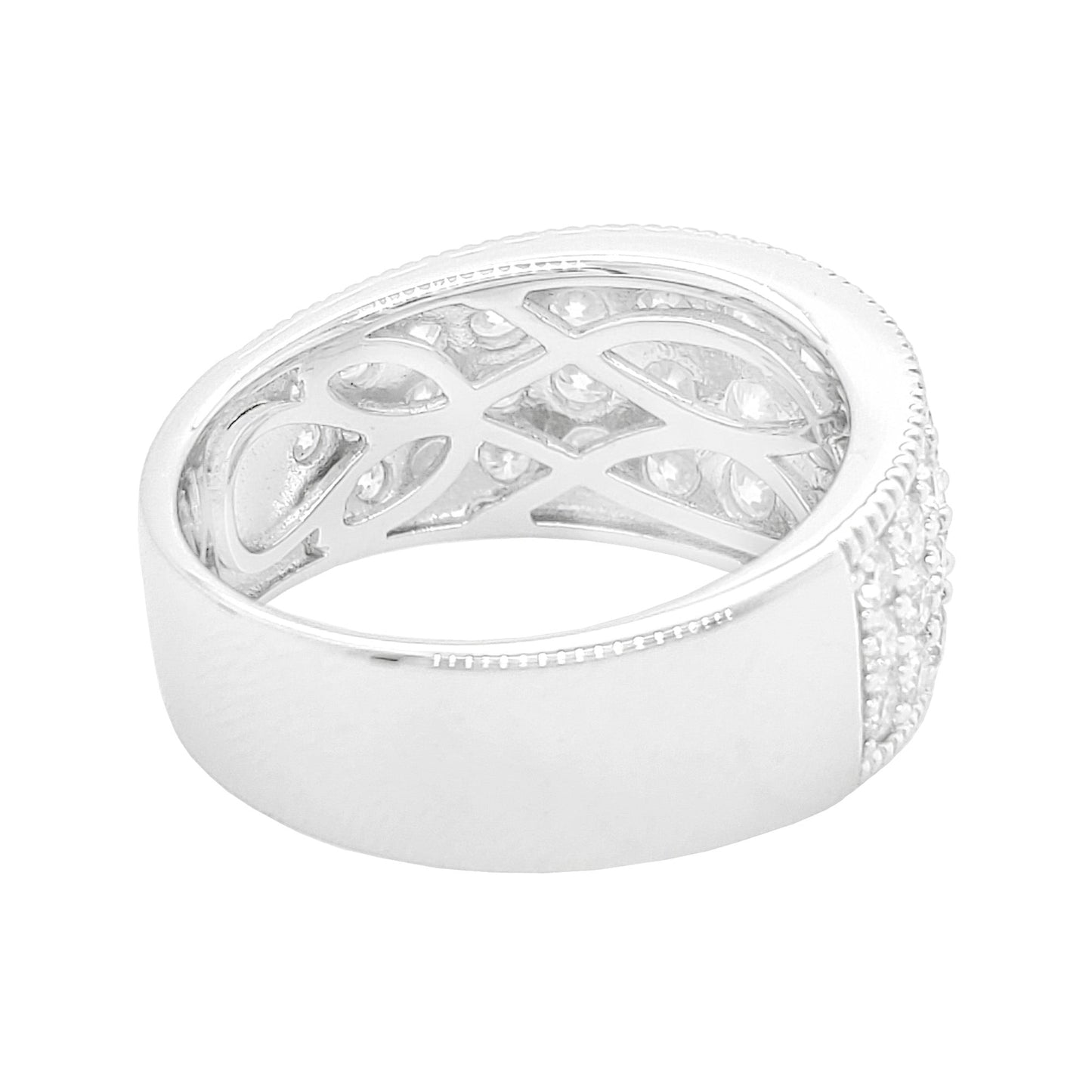 2CTW 3 Row Diamond Cluster Wedding Band with Real Moissanite in 14K Gold Plated Silver