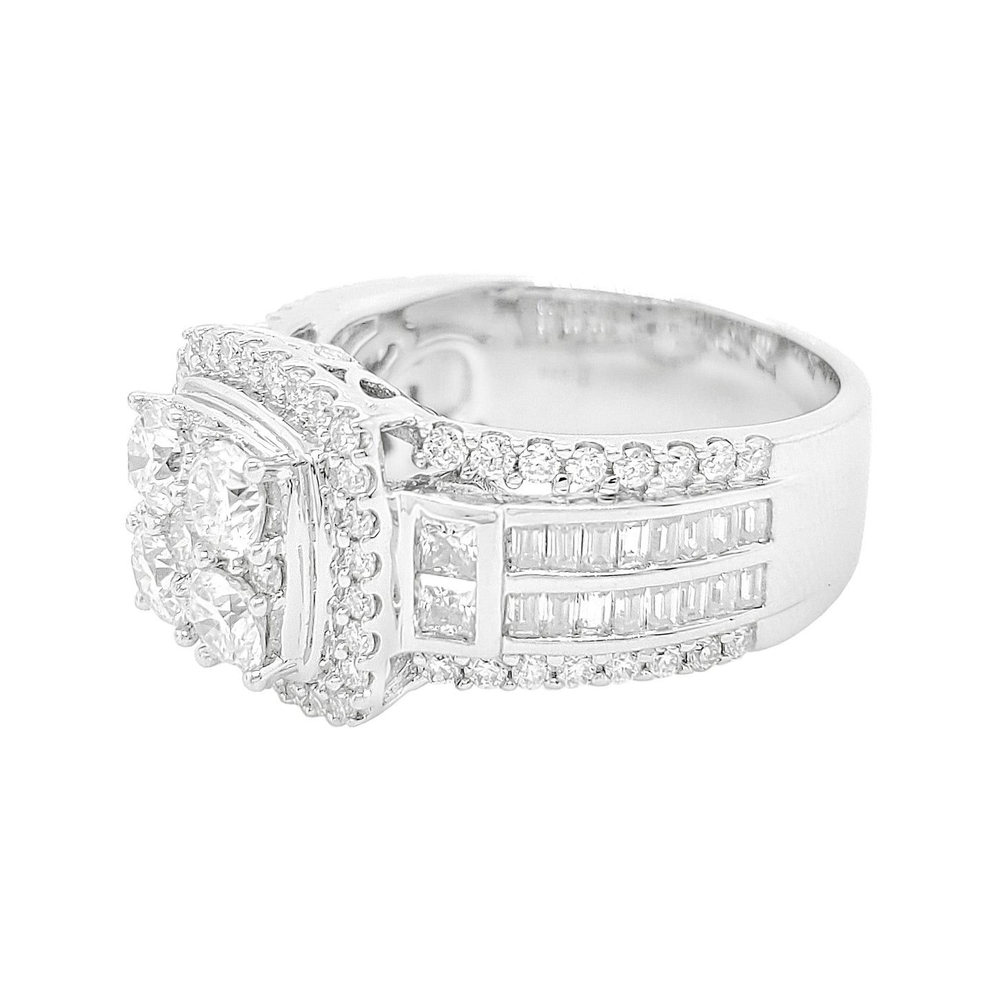 2 1/5CTW Cushion Cluster Ring With Real Moissanite in 14K Gold Plated Silver