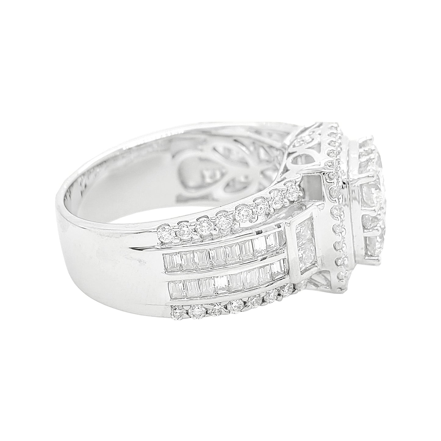 2 1/5CTW Cushion Cluster Ring With Real Moissanite in 14K Gold Plated Silver