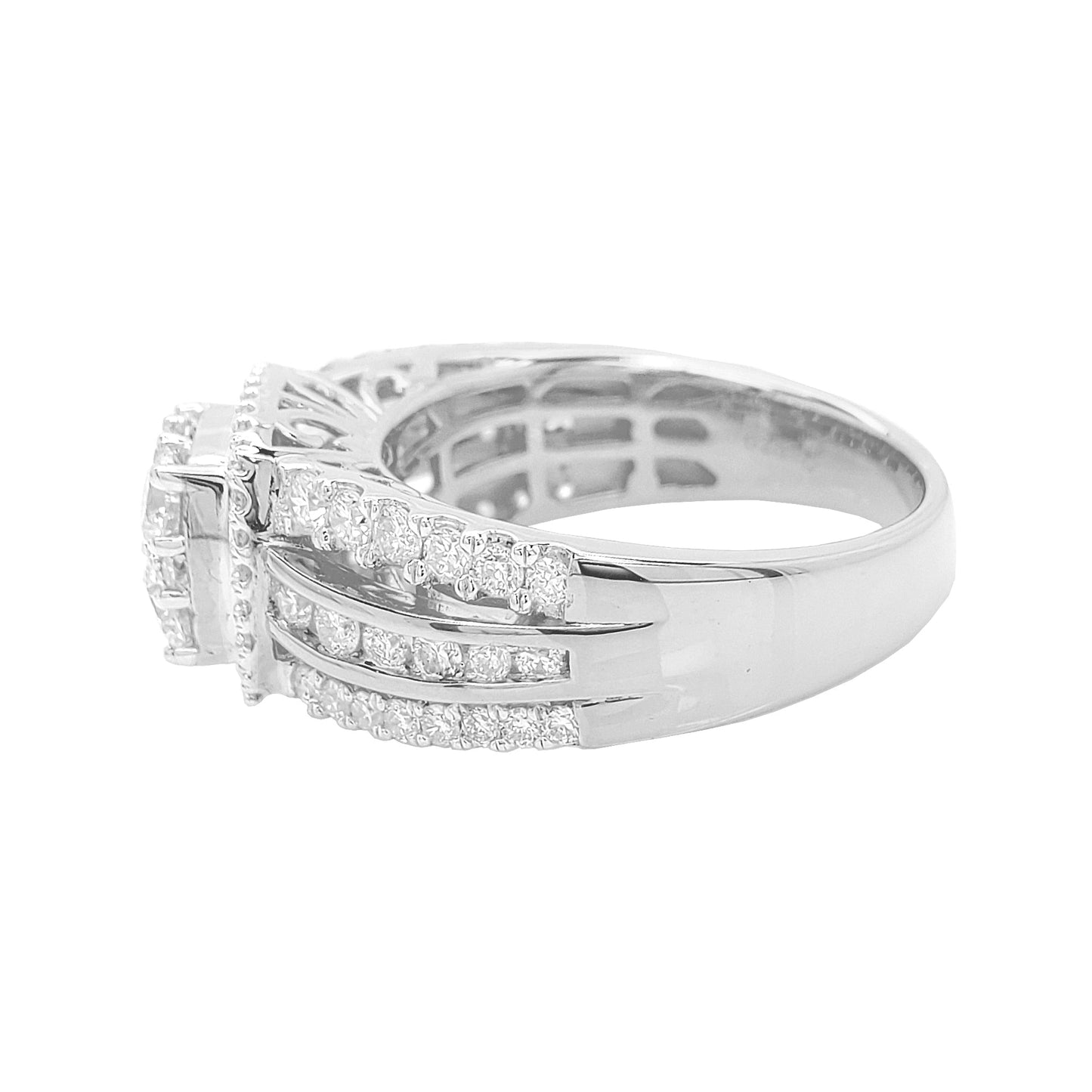 1 2/3CTW Cushion Cluster Ring with Real Moissanite in 14K Gold Plated Silver