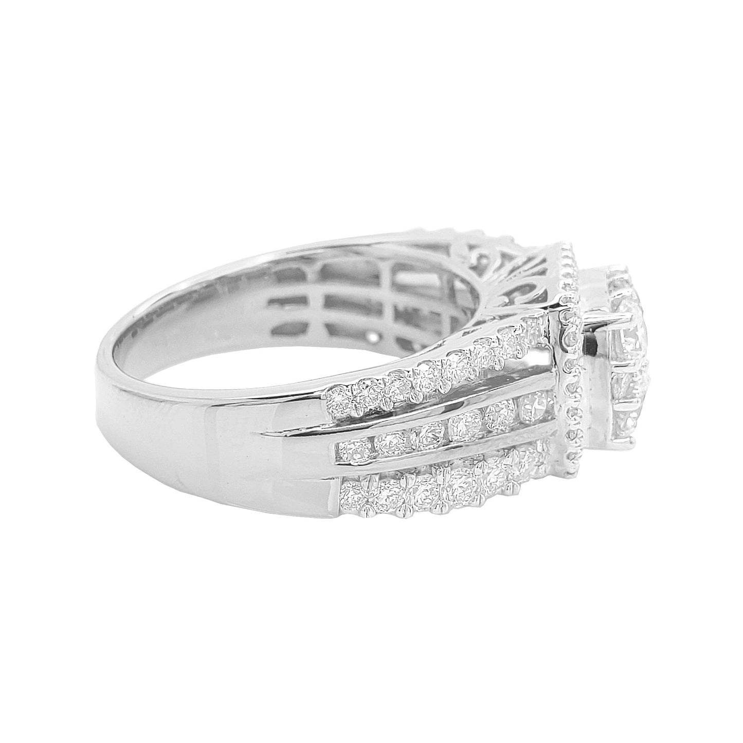 1 2/3CTW Cushion Cluster Ring with Real Moissanite in 14K Gold Plated Silver