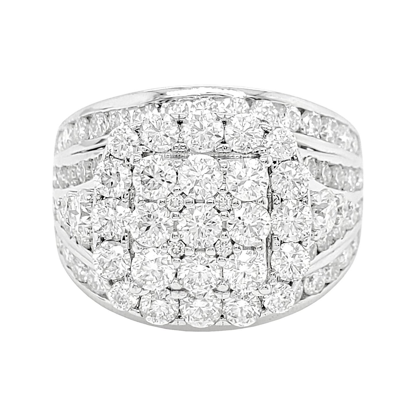 3 1/4CTW Cluster Ring with Real Moissanite in 14K Gold Plated 925 Silver