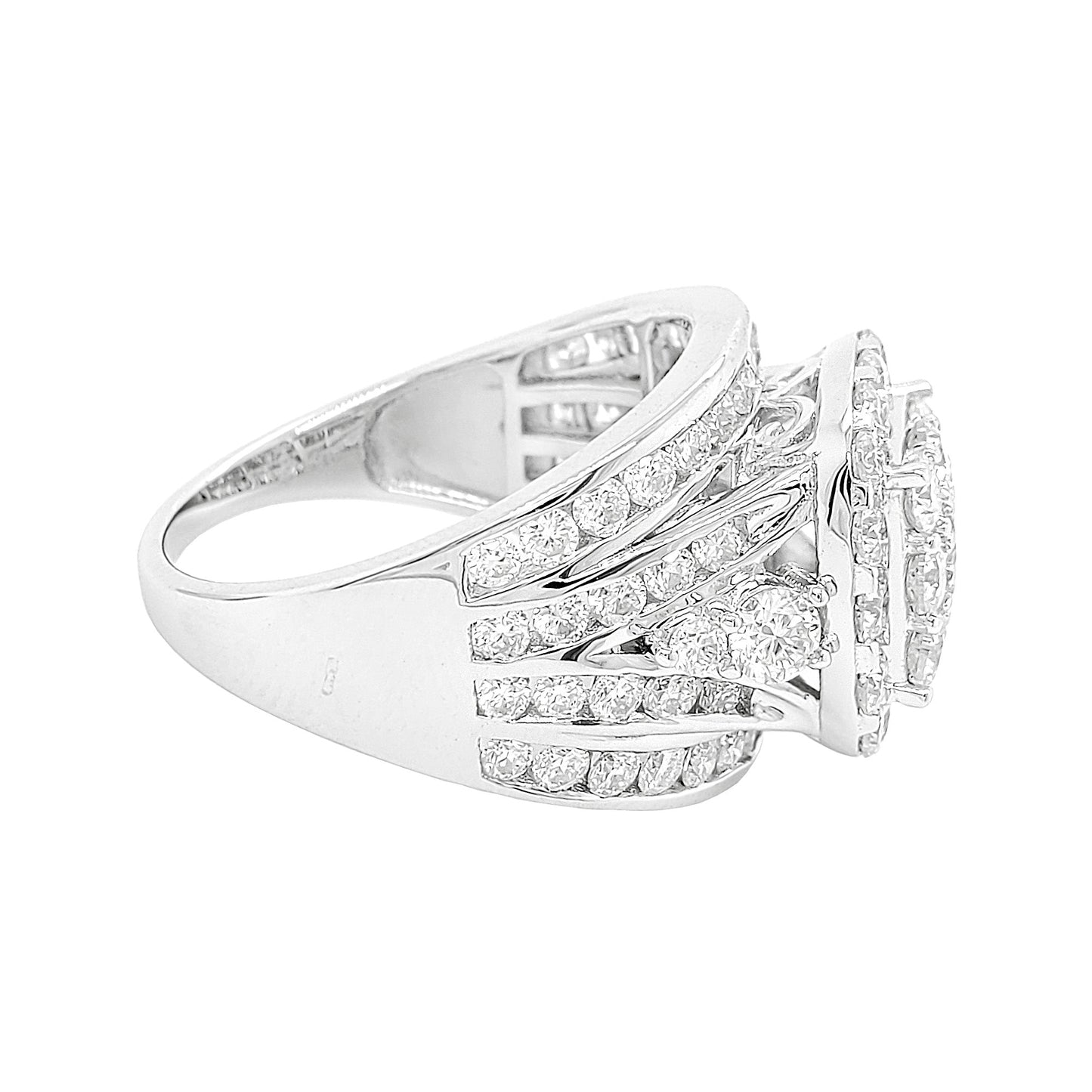 3 1/4CTW Cluster Ring with Real Moissanite in 14K Gold Plated 925 Silver
