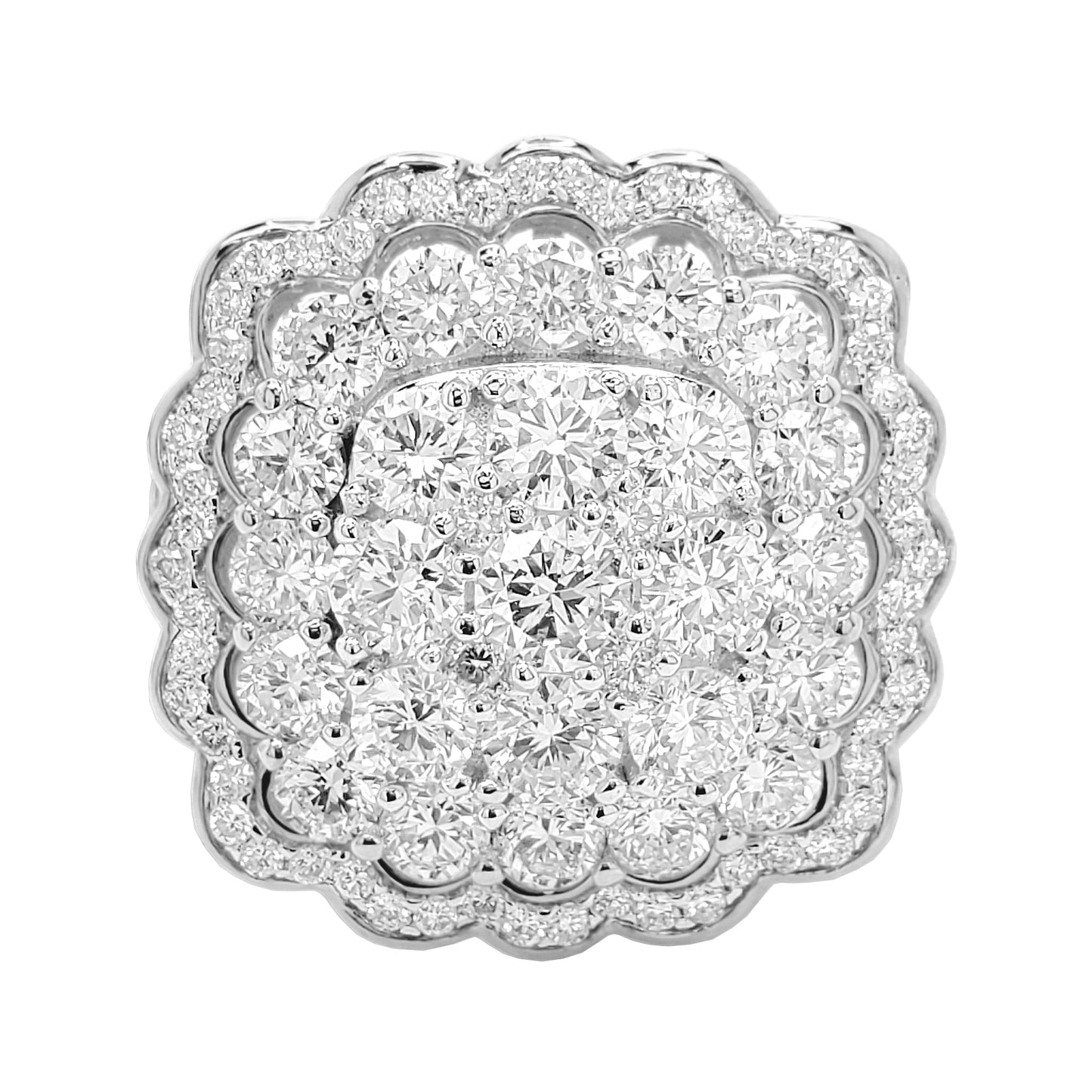 3CTW Flower Cluster Engagement Ring with Real Moissanite in 14K Gold Plated Silver