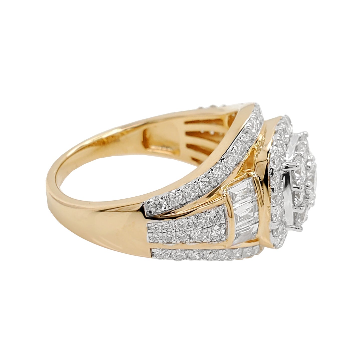 2CTW Cushion Cluster Engagement Ring With Real Moissanite in 14K Gold Plated 925 Silver