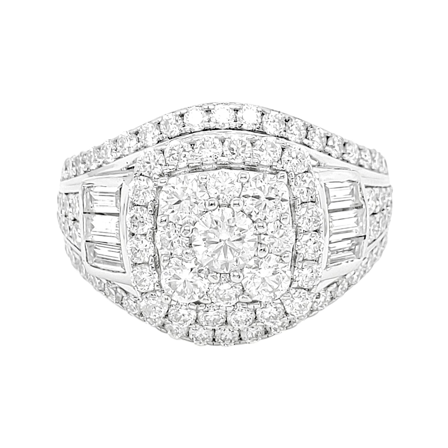 2CTW Cushion Cluster Engagement Ring With Real Moissanite in 14K Gold Plated 925 Silver