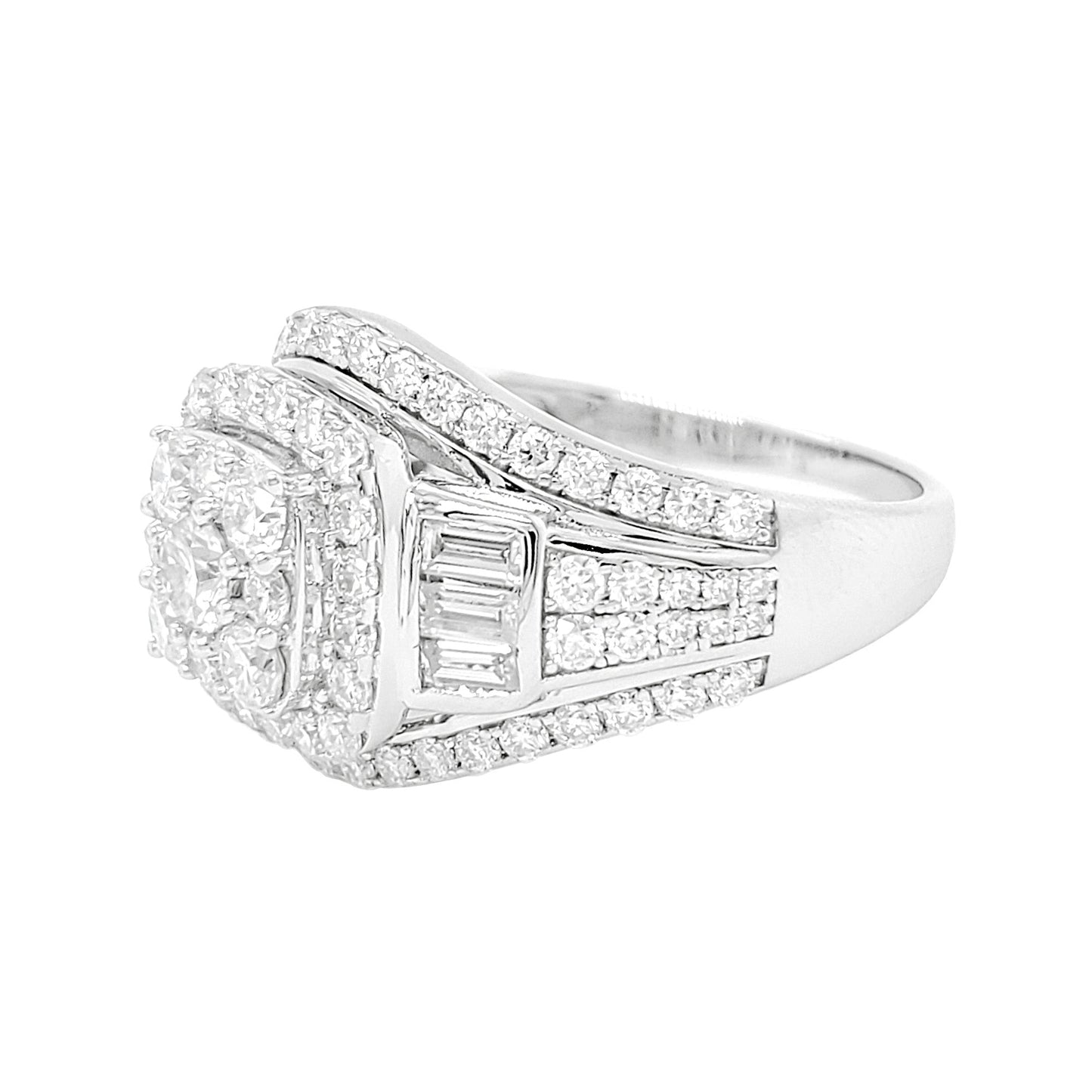 2CTW Cushion Cluster Engagement Ring With Real Moissanite in 14K Gold Plated 925 Silver
