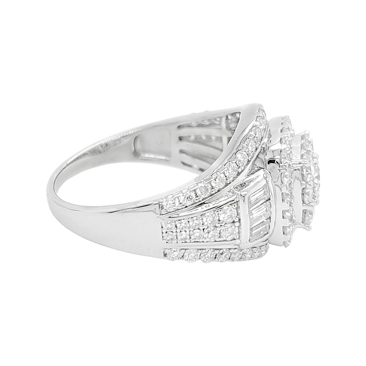2CTW Cushion Cluster Engagement Ring With Real Moissanite in 14K Gold Plated 925 Silver