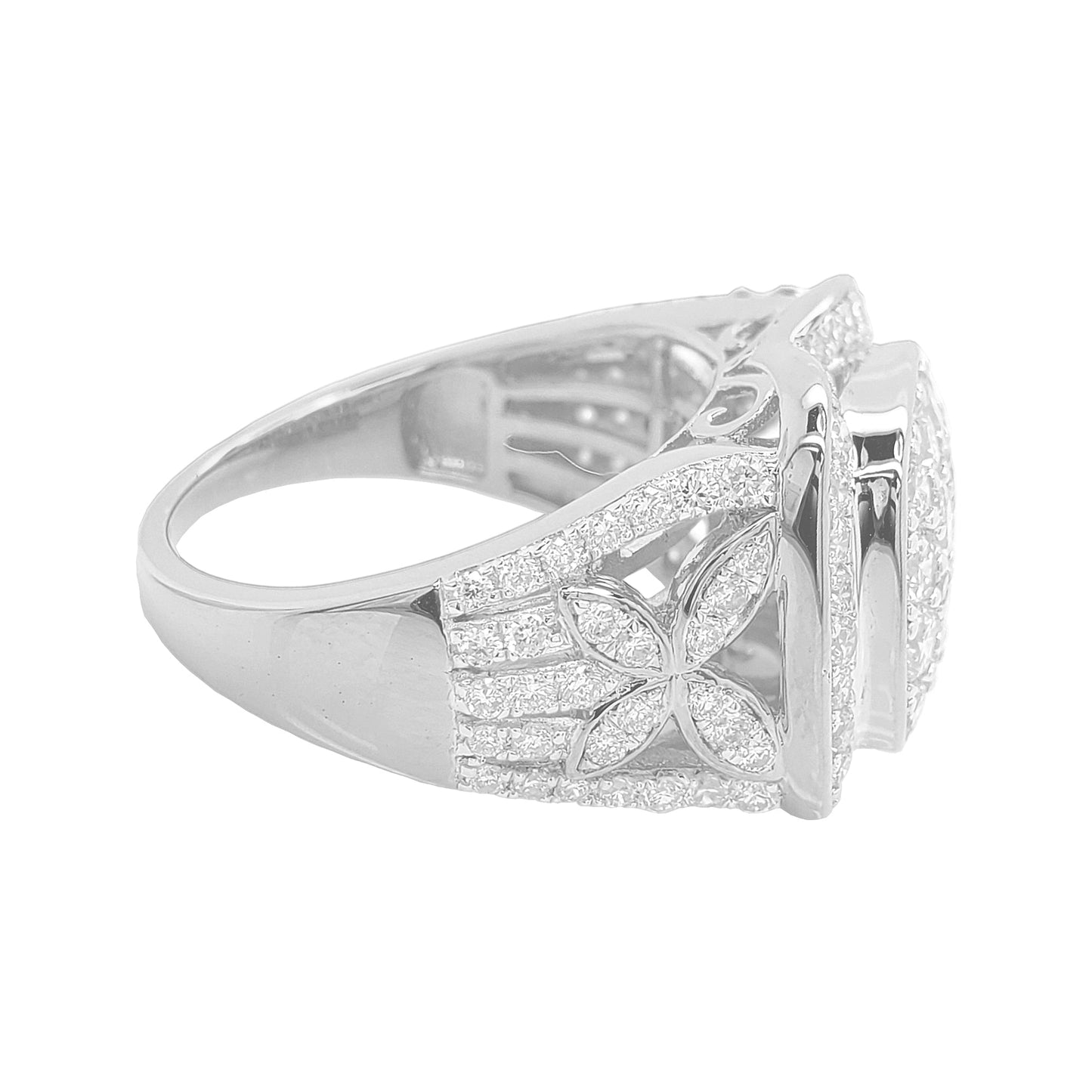 2CTW Cushion Cluster Ring with F/VVS Real Moissanite in 14K Gold Plated Silver