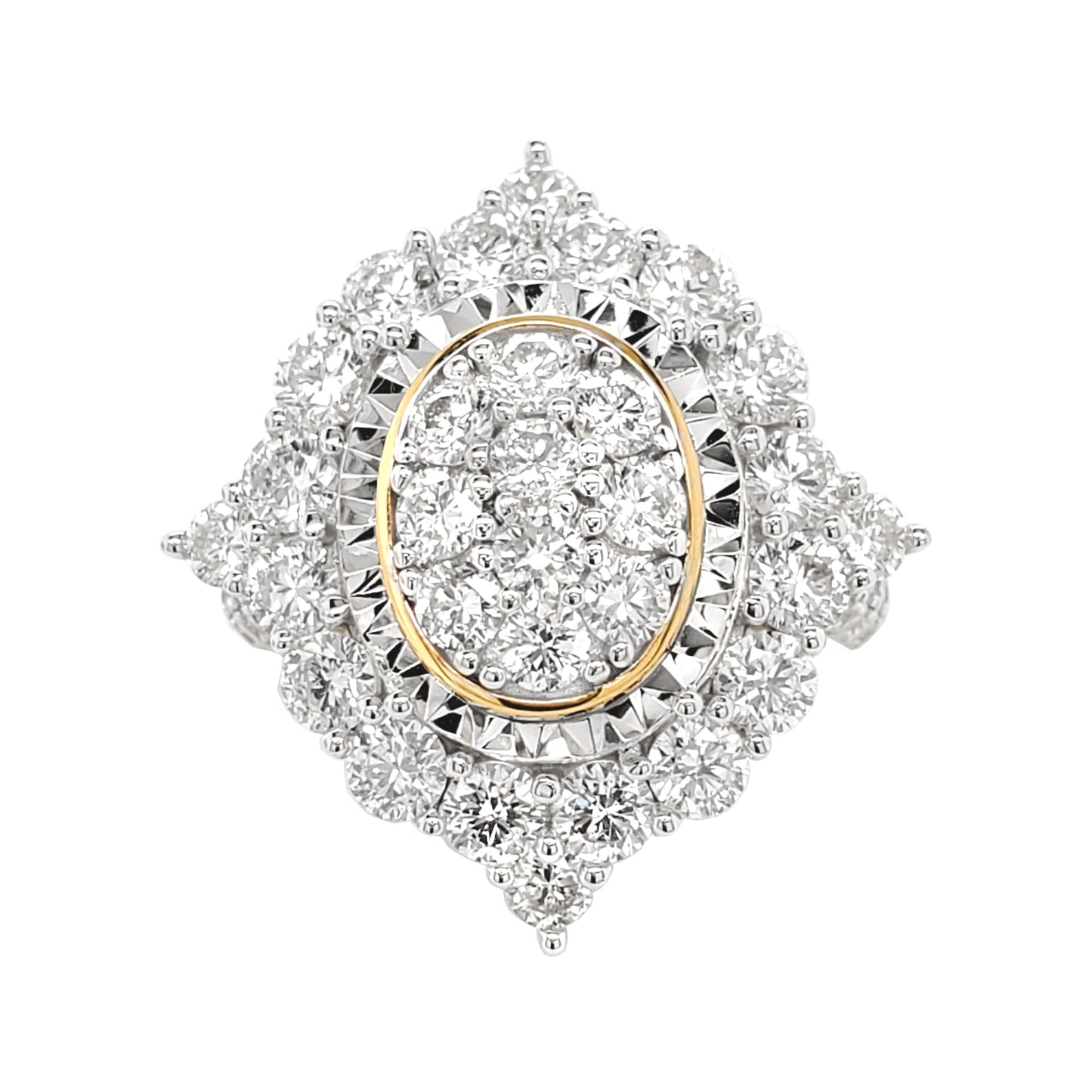 4CTW Bridal Ring with F/VVS Real Moissanite Cluster Engagement Ring 925 Sterling Silver 14K Gold Plated