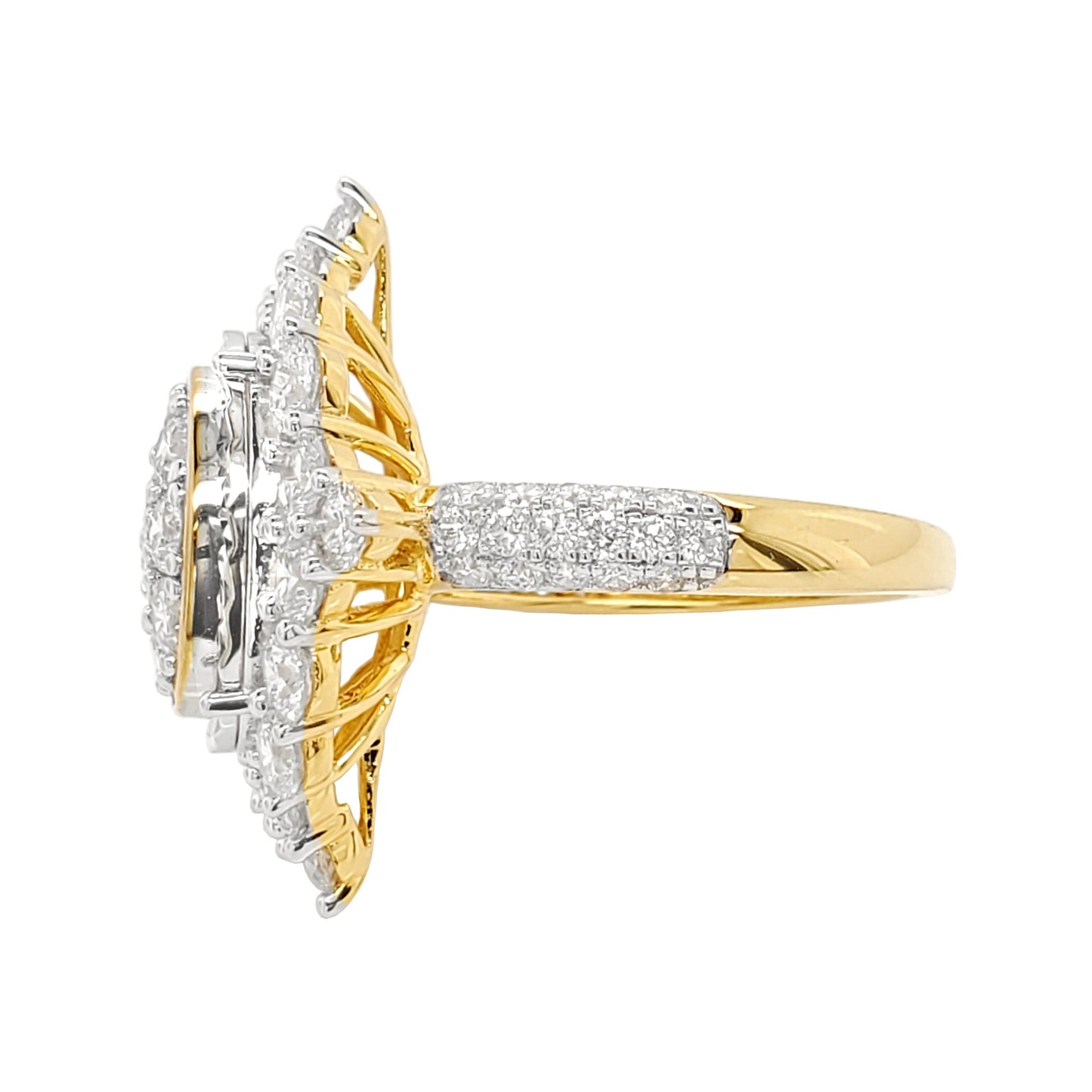 4CTW Bridal Ring with F/VVS Real Moissanite Cluster Engagement Ring 925 Sterling Silver 14K Gold Plated