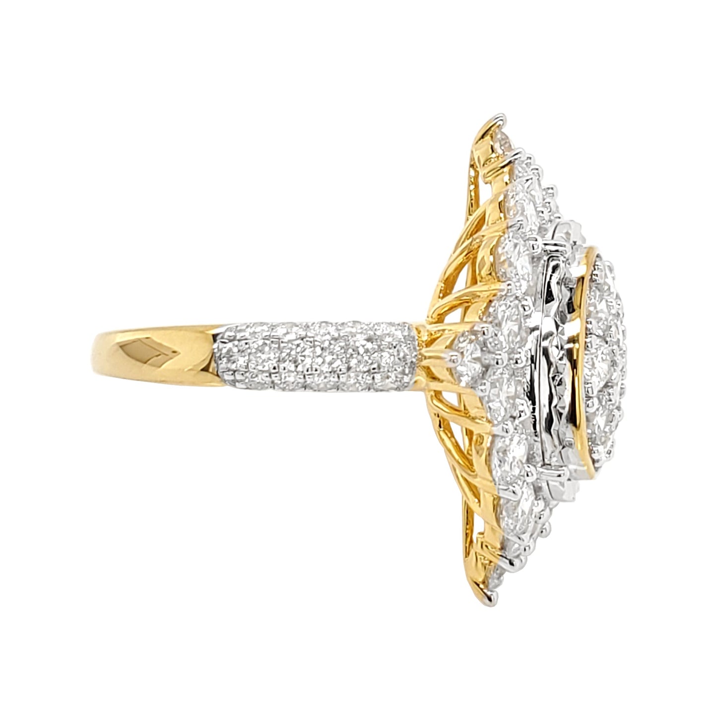 4CTW Bridal Ring with F/VVS Real Moissanite Cluster Engagement Ring 925 Sterling Silver 14K Gold Plated