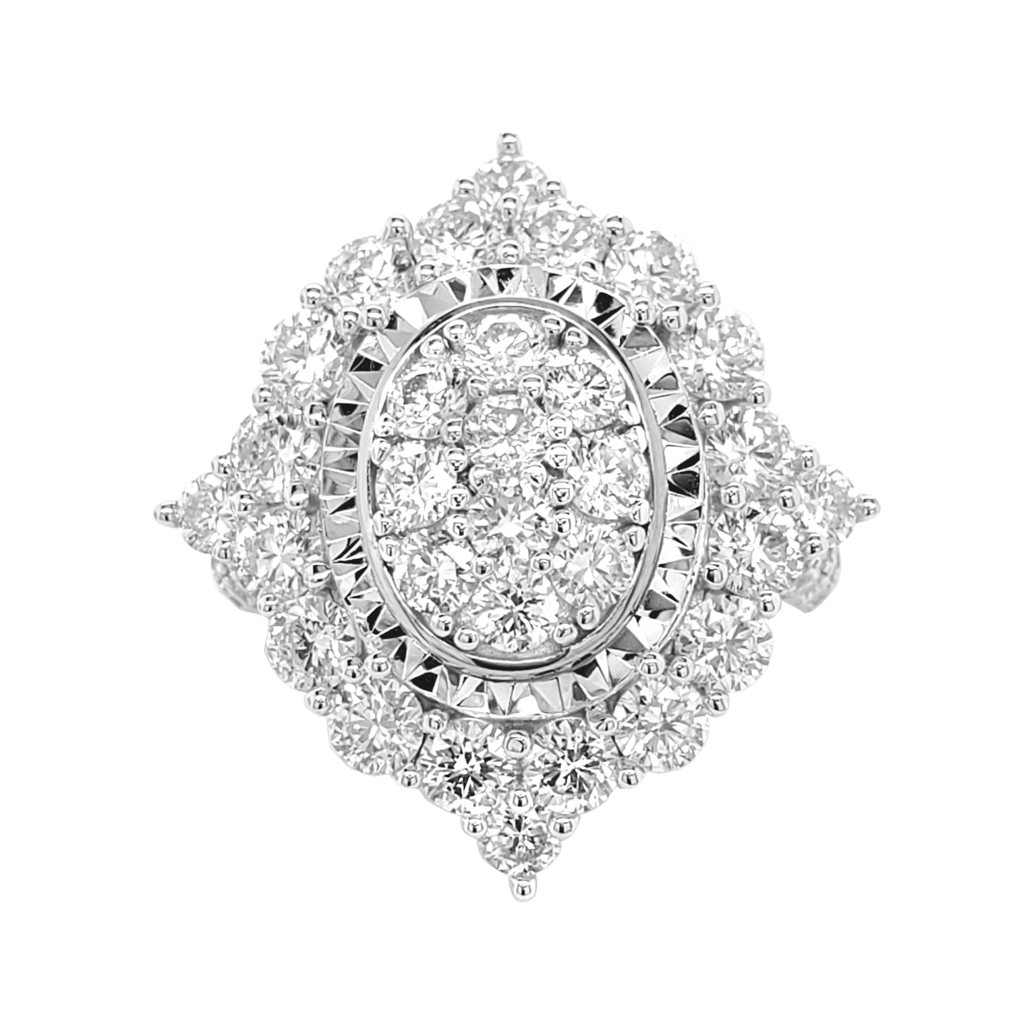 4CTW Bridal Ring with F/VVS Real Moissanite Cluster Engagement Ring 925 Sterling Silver 14K Gold Plated