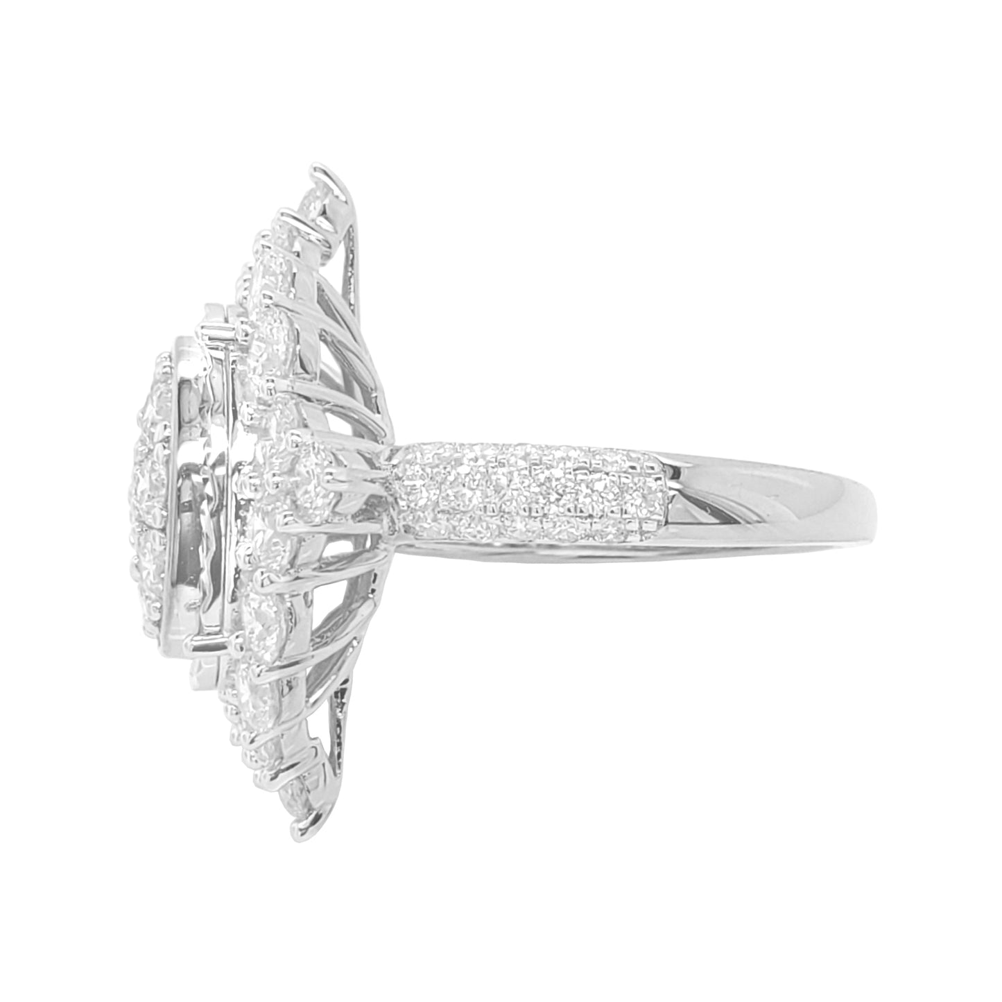 4CTW Bridal Ring with F/VVS Real Moissanite Cluster Engagement Ring 925 Sterling Silver 14K Gold Plated