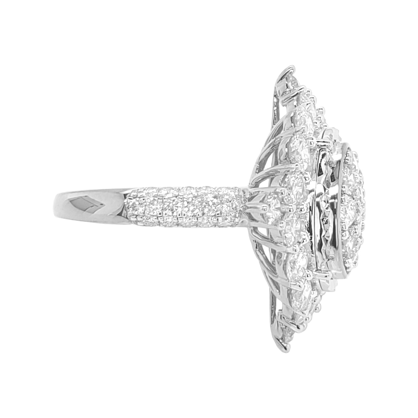 4CTW Bridal Ring with F/VVS Real Moissanite Cluster Engagement Ring 925 Sterling Silver 14K Gold Plated