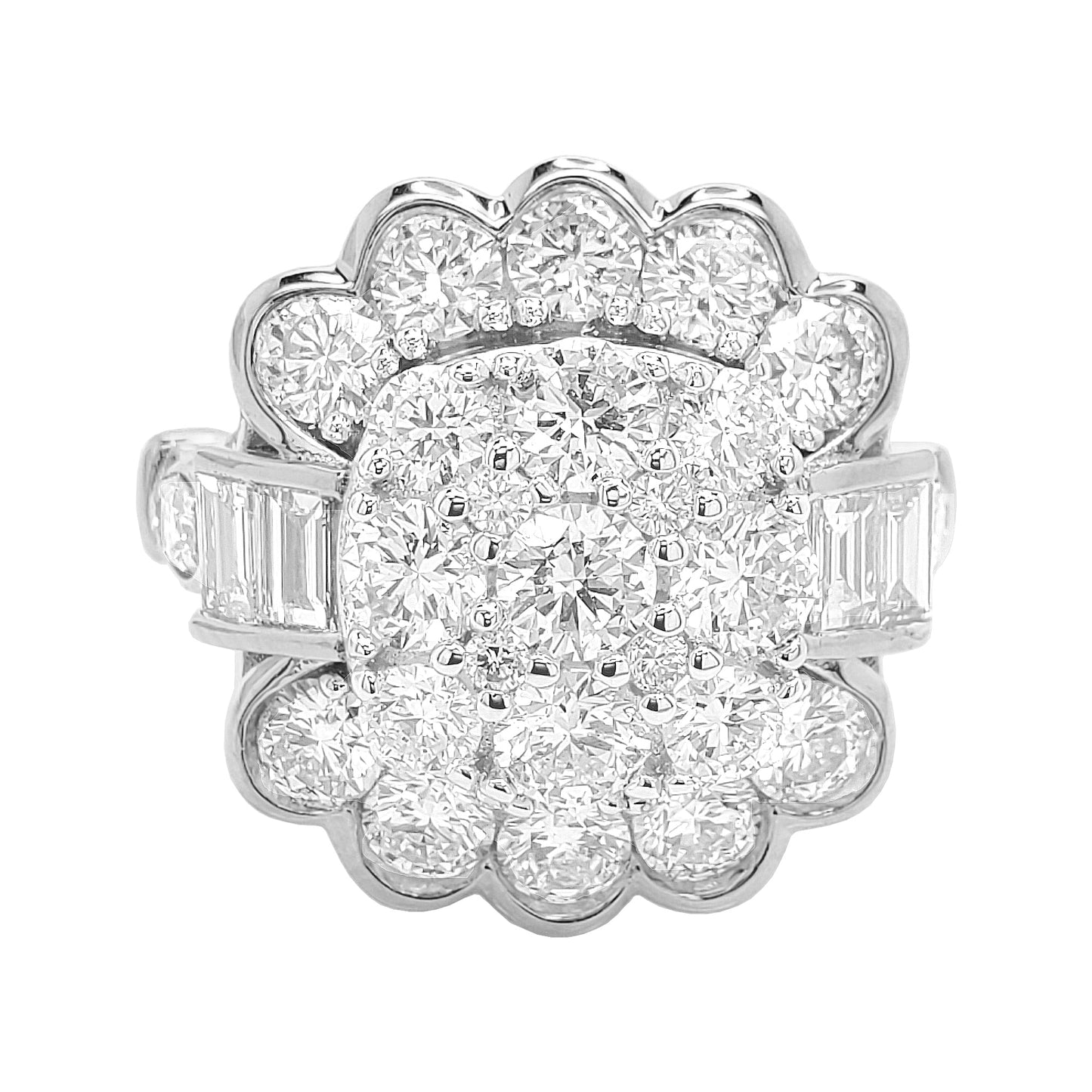 2 9/10CTW Pear Shape Cluster Engagement Ring with F/VVS Real Moissanite in 925 Sterling Silver