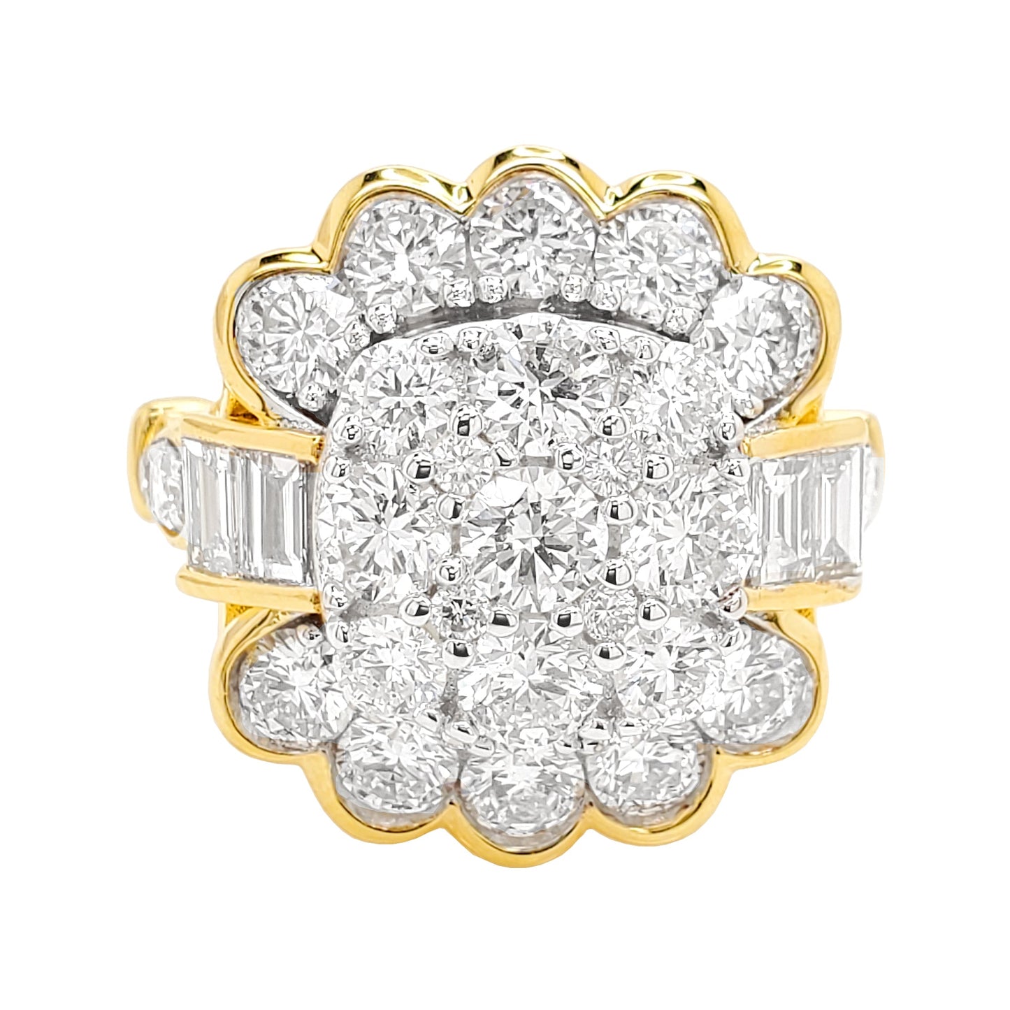 2 9/10CTW Pear Shape Cluster Engagement Ring with F/VVS Real Moissanite in 925 Sterling Silver