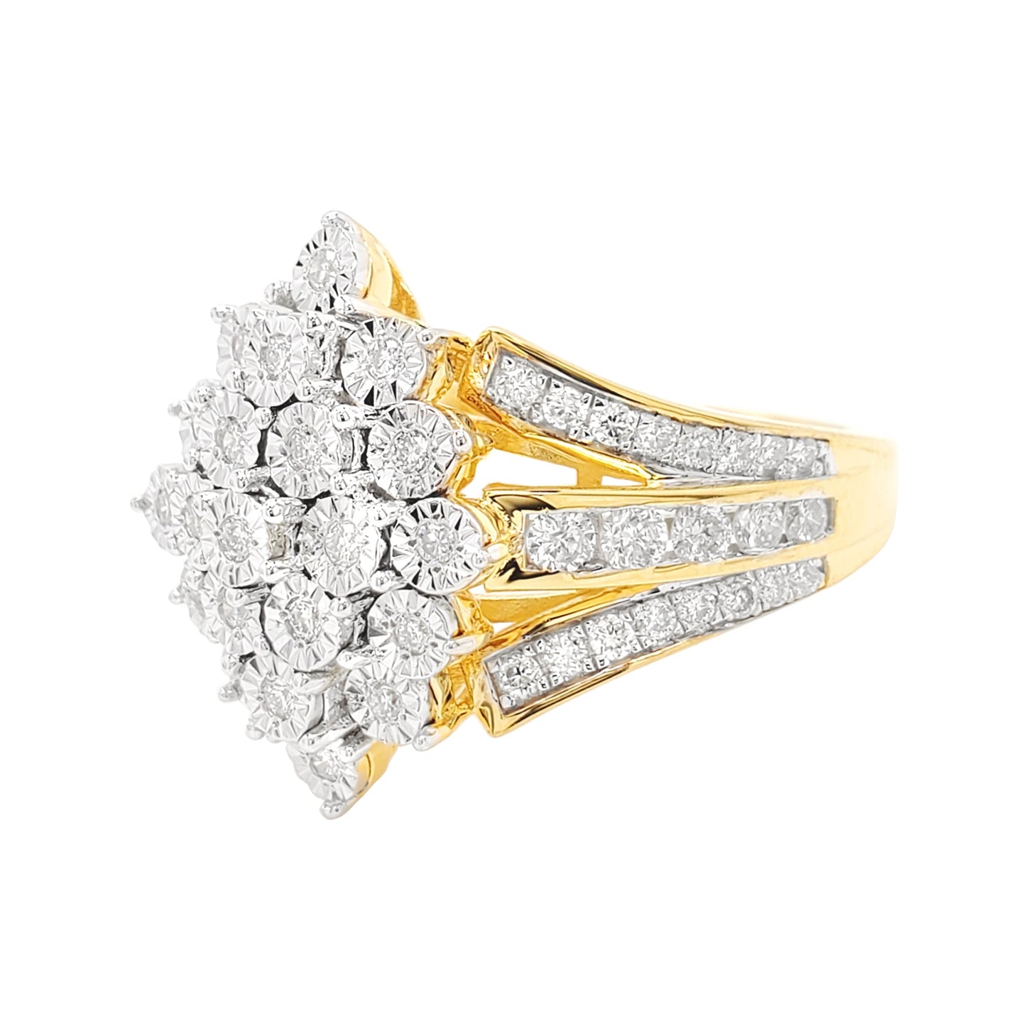 1CTW Moissanite Cluster Bridal Ring– 14K Gold Plated 925 Sterling Silver |VVS Real Moissanite Engagement Ring |Dainty Wedding Ring for Women