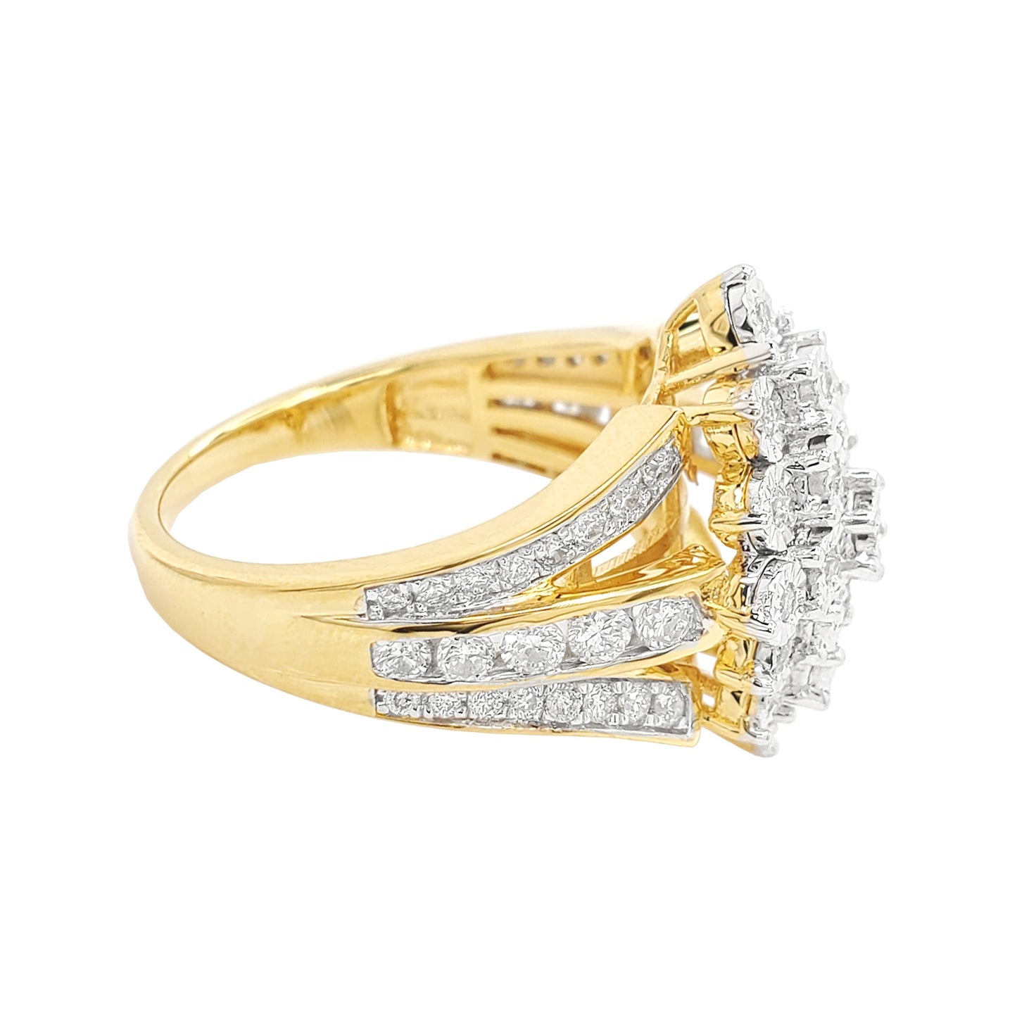 1CTW Moissanite Cluster Bridal Ring– 14K Gold Plated 925 Sterling Silver |VVS Real Moissanite Engagement Ring |Dainty Wedding Ring for Women