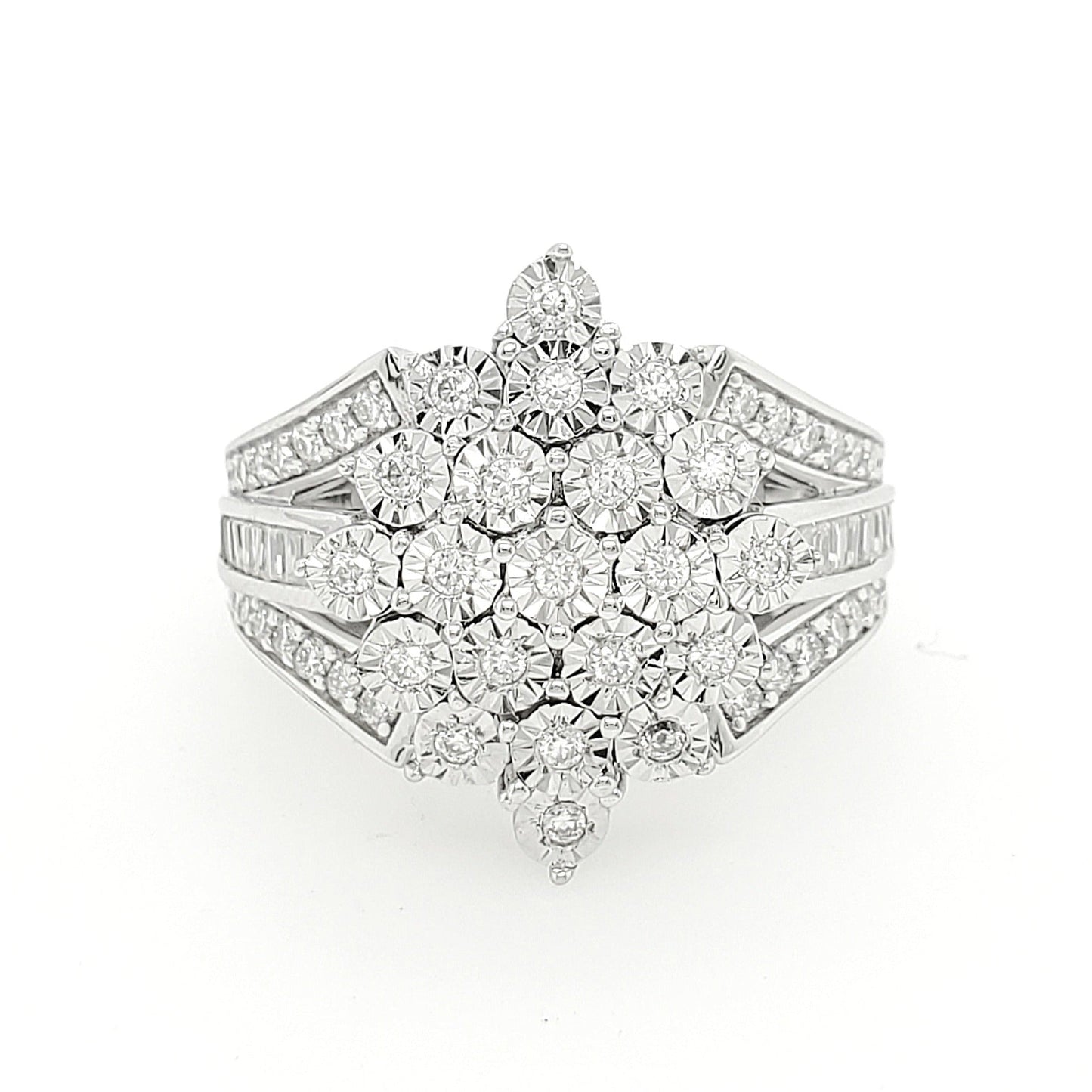 1CTW Moissanite Cluster Bridal Ring– 14K Gold Plated 925 Sterling Silver |VVS Real Moissanite Engagement Ring |Dainty Wedding Ring for Women