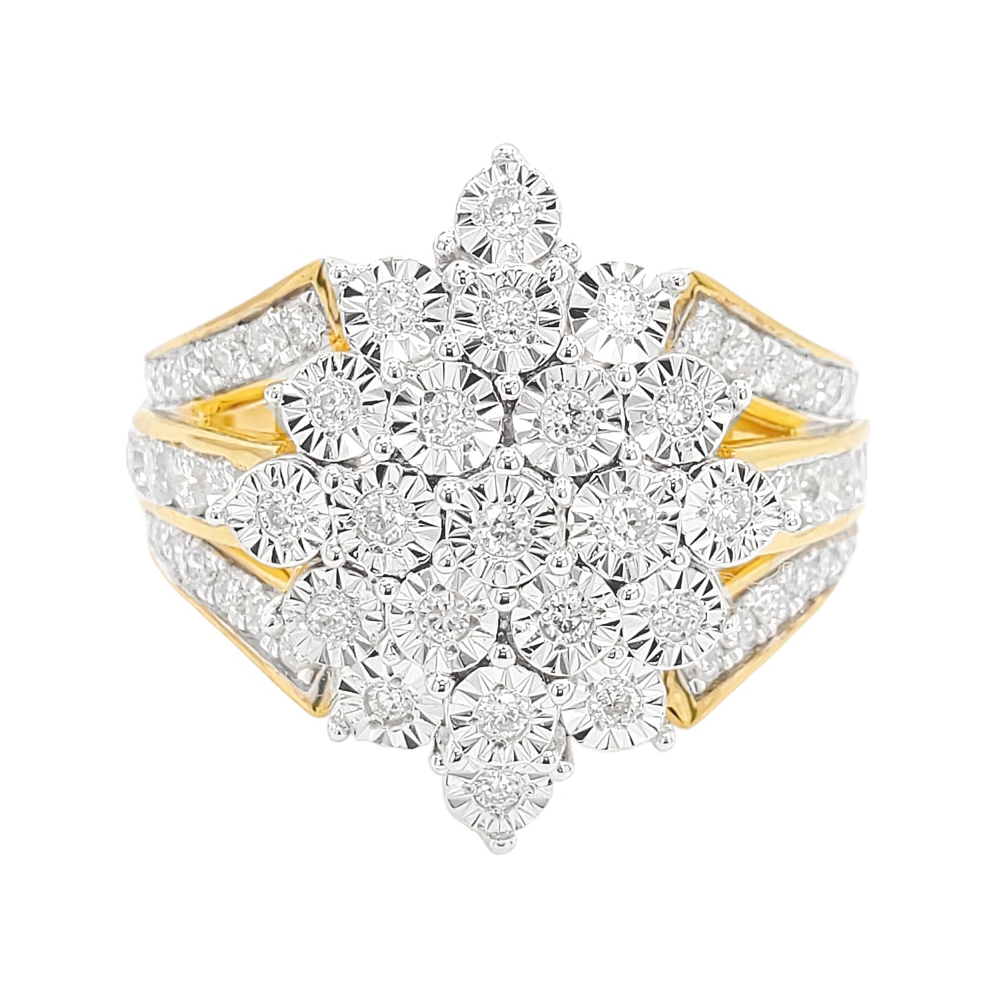 1CTW Moissanite Cluster Bridal Ring– 14K Gold Plated 925 Sterling Silver |VVS Real Moissanite Engagement Ring |Dainty Wedding Ring for Women