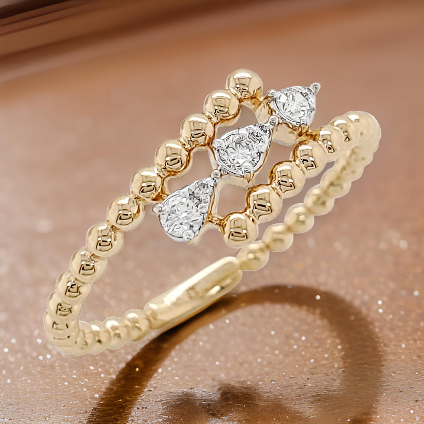 Trendy Pear Shape Ring | 1/10 CTW 14K Gold Plated | Moissanite/Lab Grown Diamond | Stylish Jewelry for Parties, Anniversaries & Birthdays