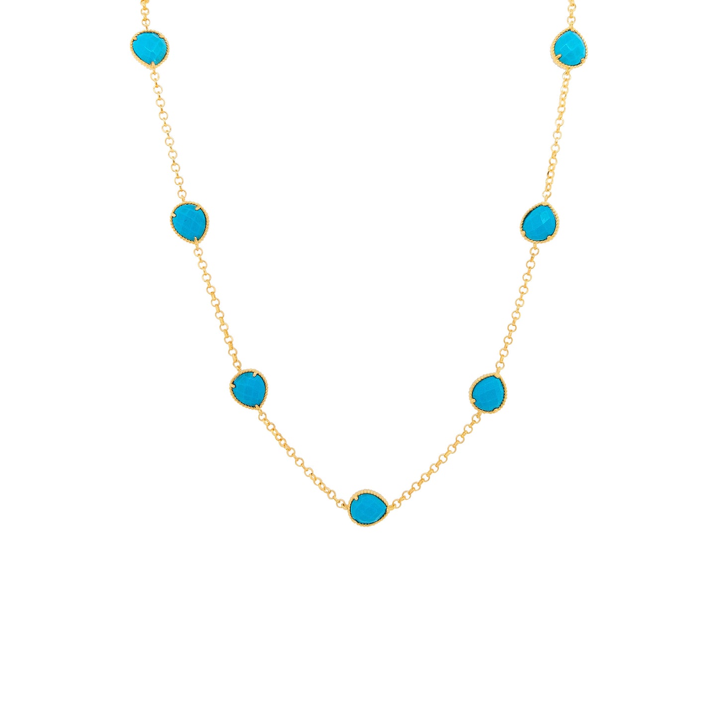 Beautiful Pear Shape Blue Turquoise 5 3/5CTW Necklace For Women |Best For Partywear |Ideal For Gifting On All Occasion to loved Ones