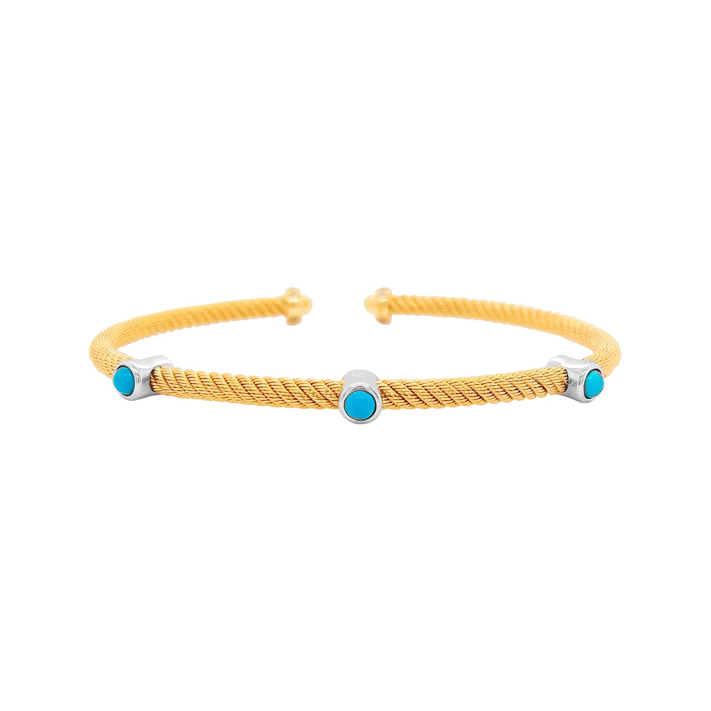Elegant 2/5CTW Diamond and Turquoise Open Bangle in 14K Gold Plated Silver |Best Partywear |Ideal luxury Gift on special Occasion