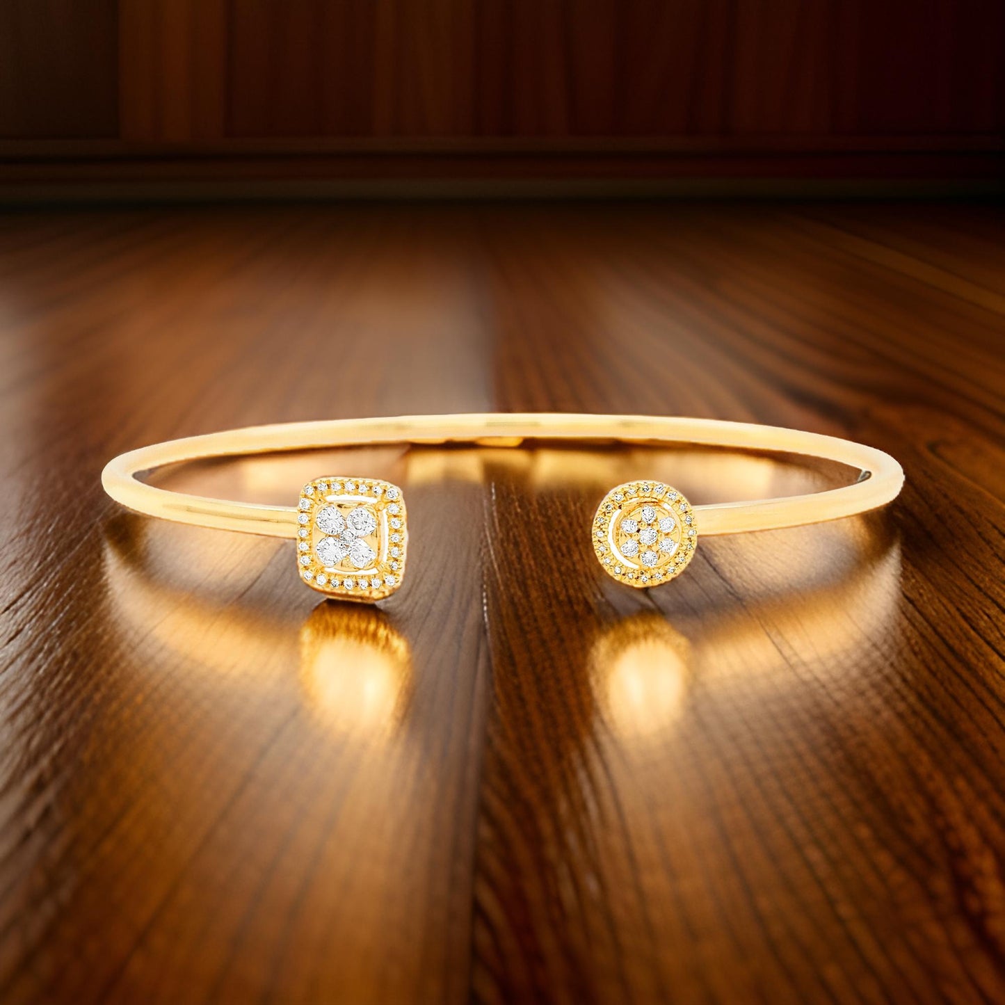 Iconic 1/5 CTW Lab-Grown Diamond Open Bangle in 14K Gold-Plated Silver |Elegant Jewelry for Women |Perfect Partywear & Gift for All Occasion