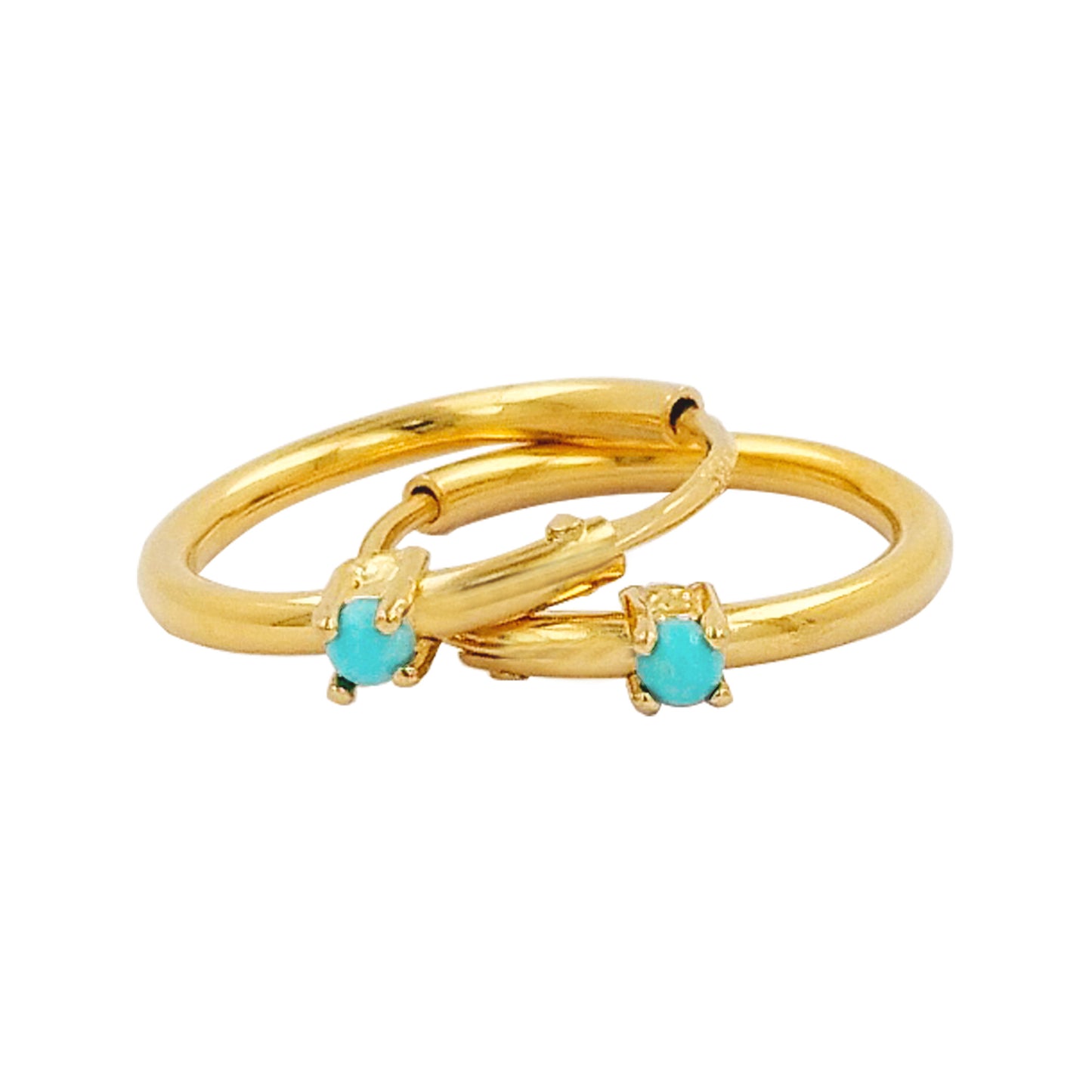 12MM Tube Hoop with 1.5MMTurquoise Blue in 14K Gold Plated Silver |Best For Daily/Party Wear |Ideal for Gift on all occasions to loved ones