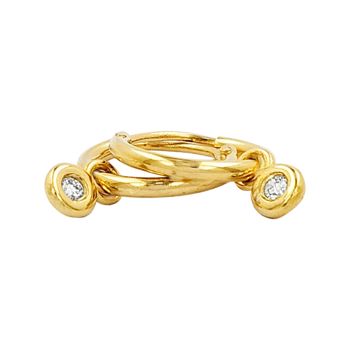 12MM Tube Hoop with Diamond Charm in 14K Gold Plated Silver | Best for Daily/Party Wear | Ideal Gift for All Occasions