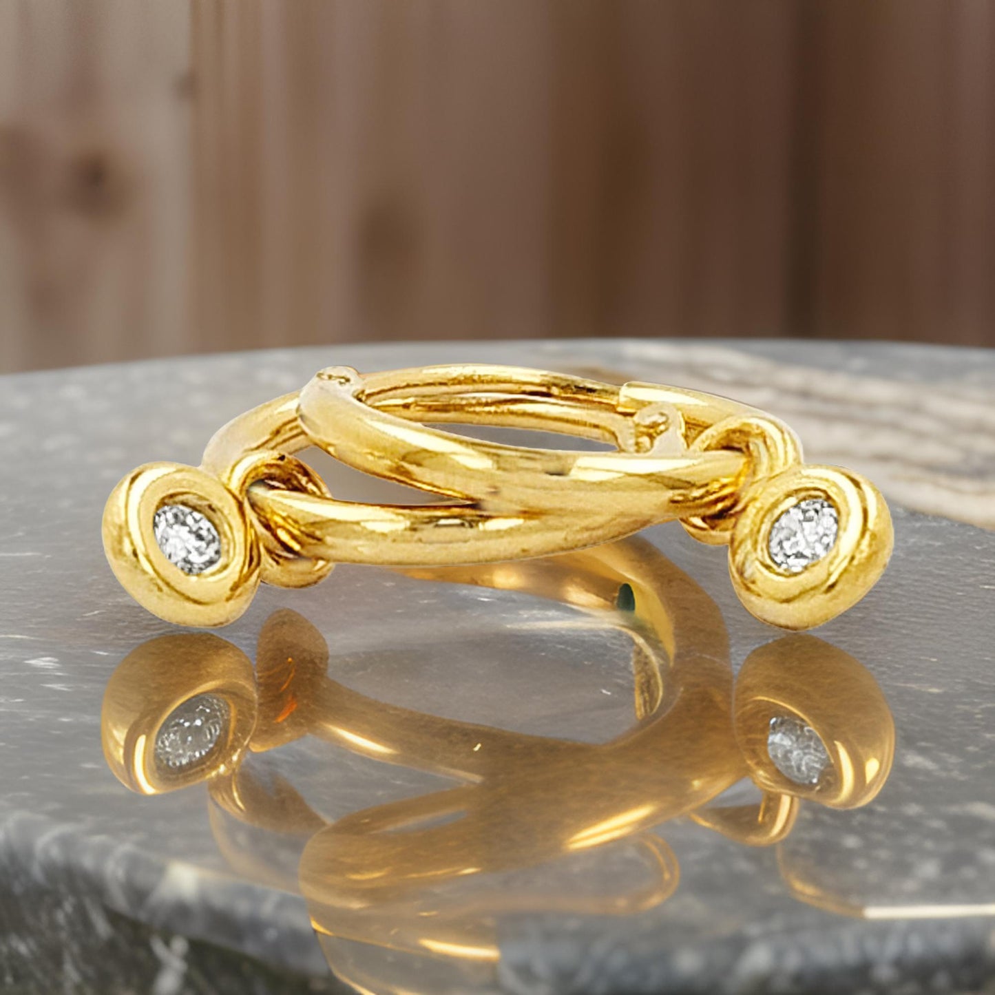 12MM Tube Hoop with Diamond Charm in 14K Gold Plated Silver | Best for Daily/Party Wear | Ideal Gift for All Occasions