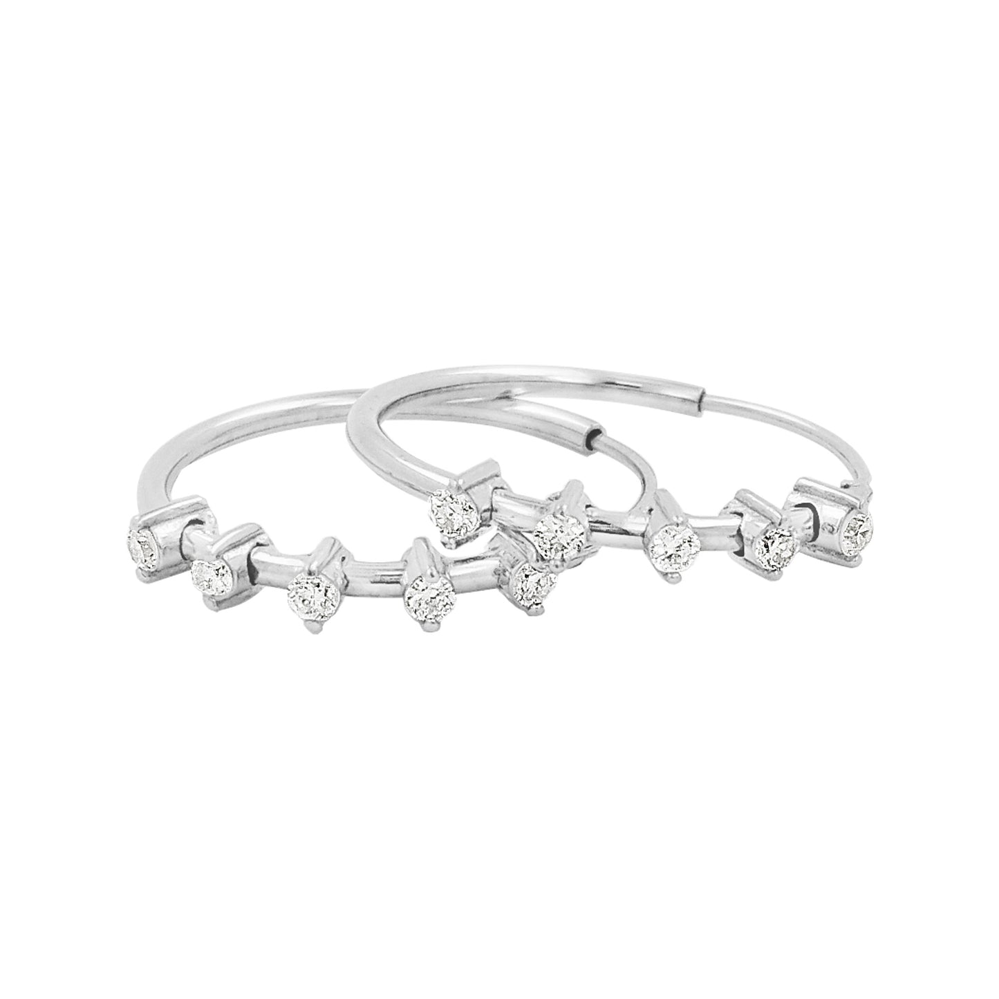 18MM Five Stone Tube Hoop with Diamond in 14K Gold Plated Silver | Best for Daily/Party Wear | Ideal Gift for All Occasions to Loved Ones