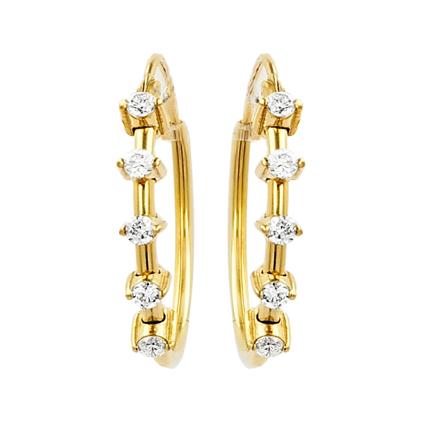 18MM Five Stone Tube Hoop with Diamond in 14K Gold Plated Silver | Best for Daily/Party Wear | Ideal Gift for All Occasions to Loved Ones