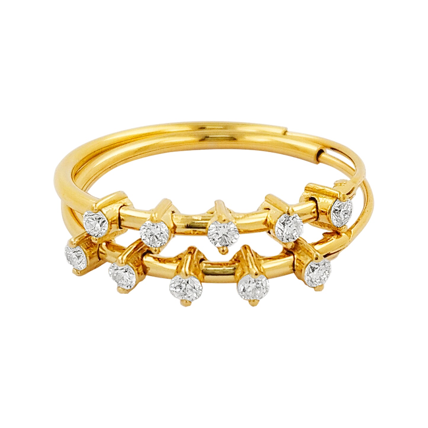 18MM Five Stone Tube Hoop with Diamond in 14K Gold Plated Silver | Best for Daily/Party Wear | Ideal Gift for All Occasions to Loved Ones