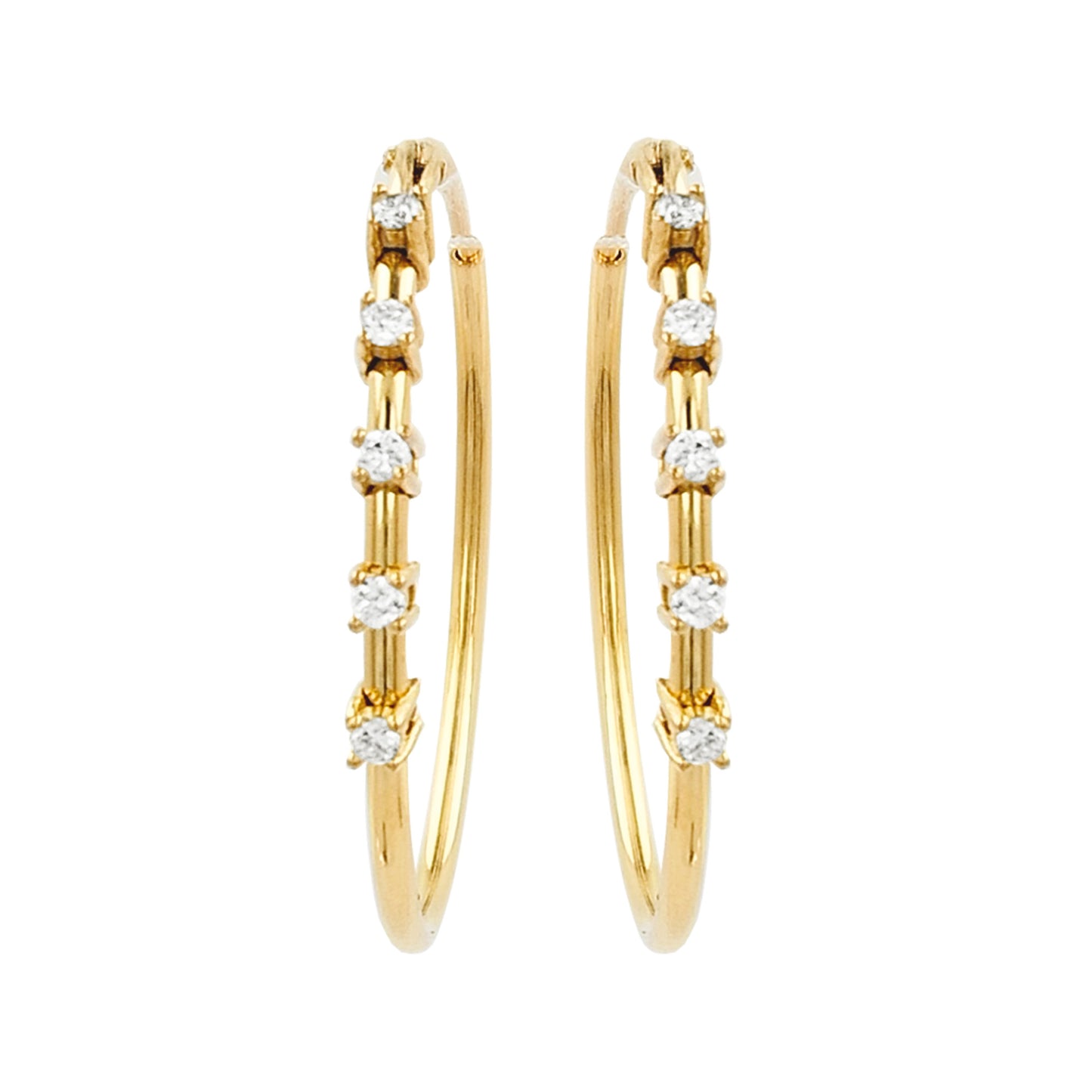 20MM Five Stone Tube Hoop with Diamonds in 14K Gold Plated Silver | Best for Daily/Party Wear | Ideal Gift for All Occasions to Loved Ones