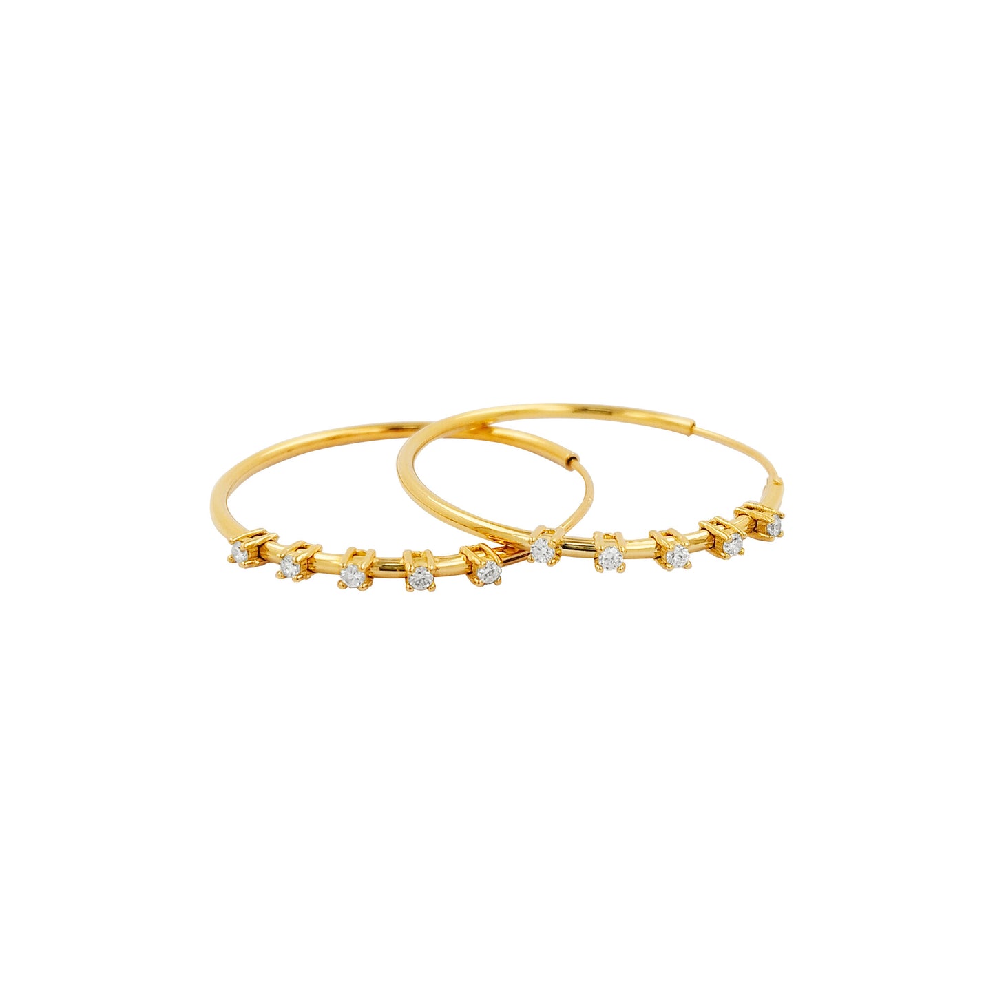 20MM Five Stone Tube Hoop with Diamonds in 14K Gold Plated Silver | Best for Daily/Party Wear | Ideal Gift for All Occasions to Loved Ones