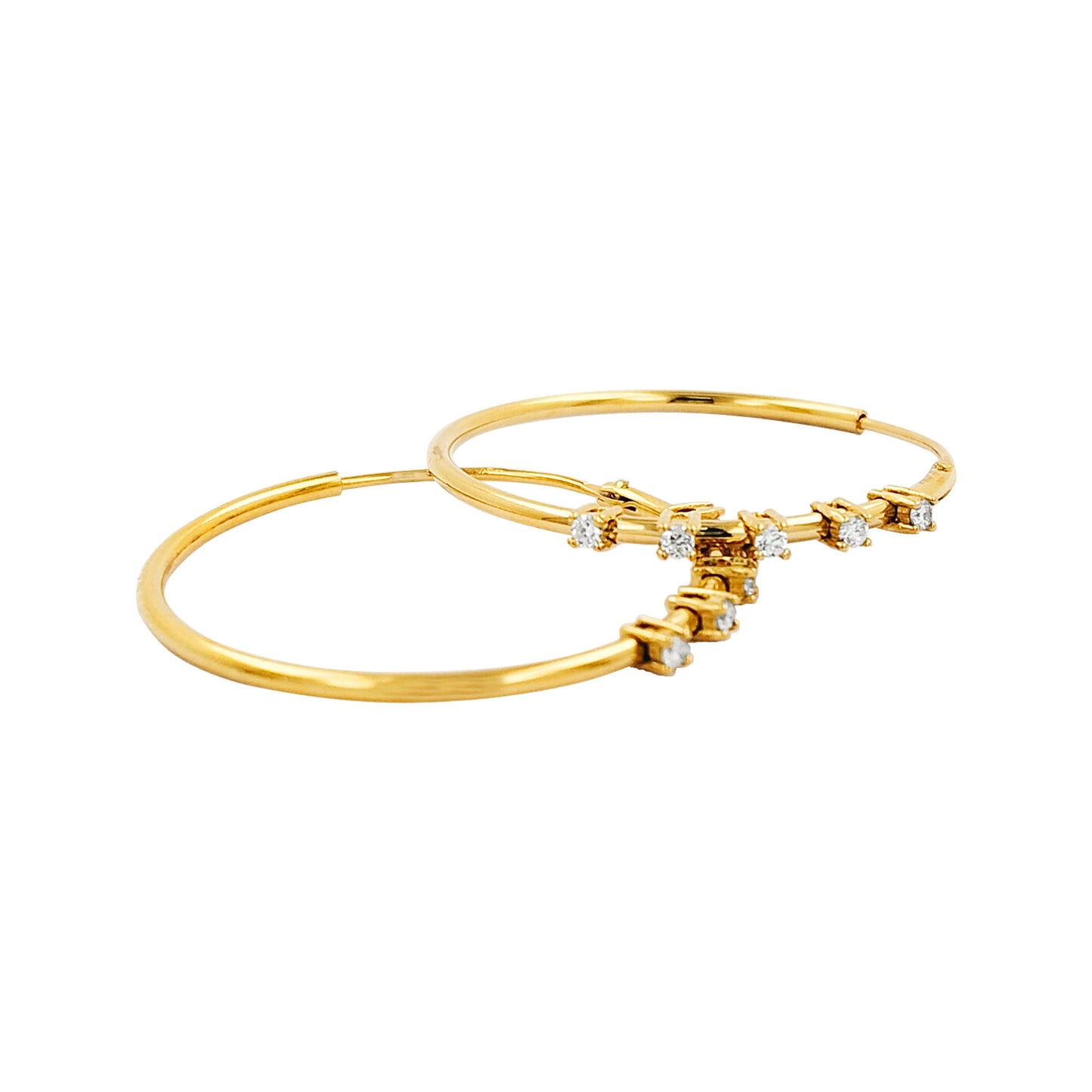 20MM Five Stone Tube Hoop with Diamonds in 14K Gold Plated Silver | Best for Daily/Party Wear | Ideal Gift for All Occasions to Loved Ones