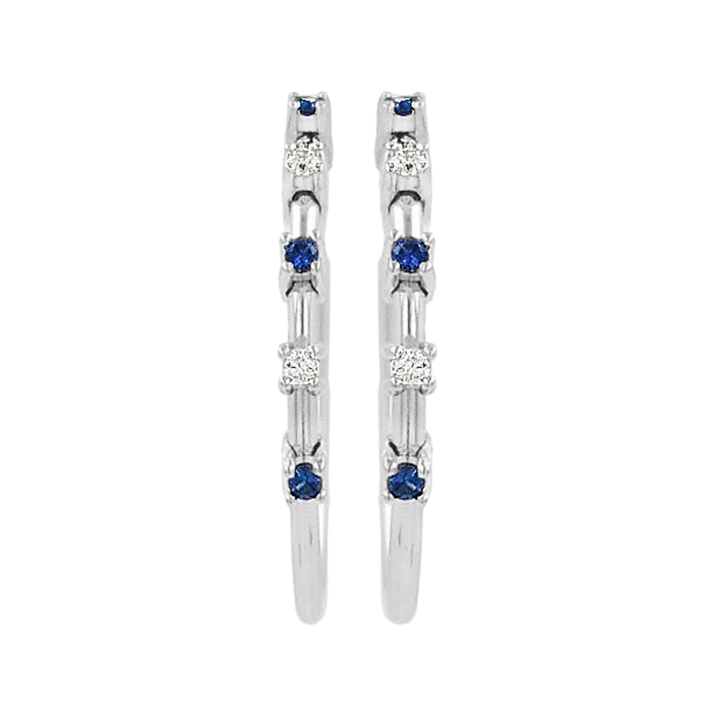 20MM Unisex Sapphire Blue Tube Hoop Earrings with Diamond in 14K Gold Plated Silver | Best for Daily/ Party Wear | Ideal Gift on Occasions