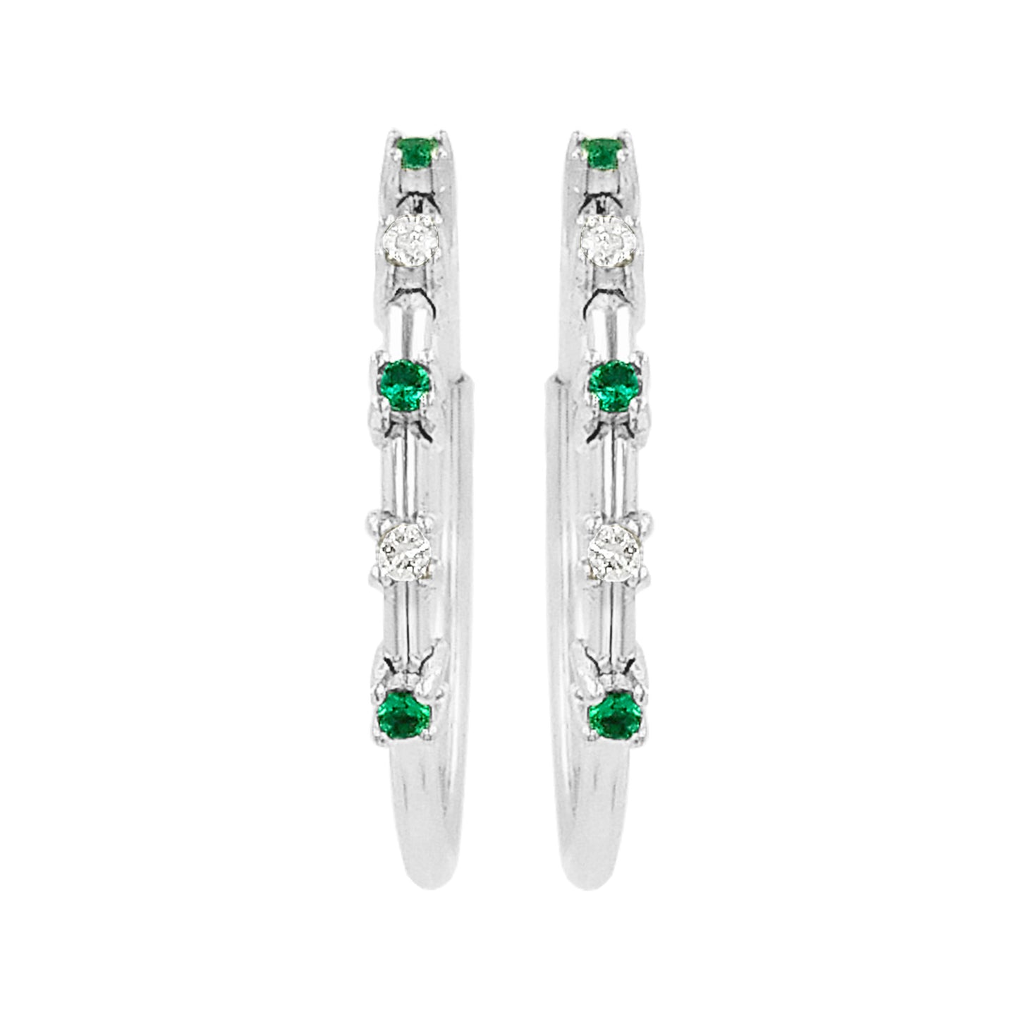 20MM Unisex Emerald Green Tube Hoop Earrings with LGD in 14K Gold Plated Silver | Best for Daily & Party Wear | Ideal Gift for Any Occasion