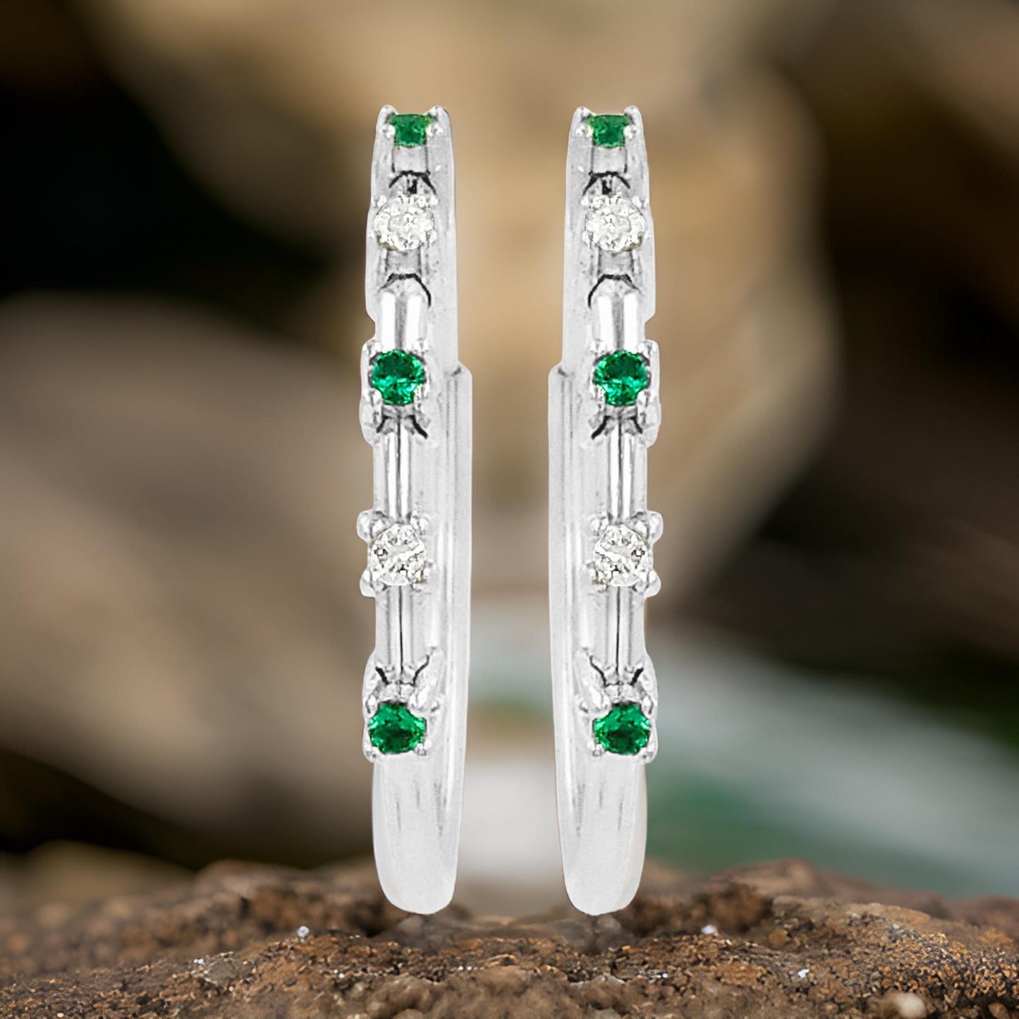 20MM Unisex Emerald Green Tube Hoop Earrings with LGD in 14K Gold Plated Silver | Best for Daily & Party Wear | Ideal Gift for Any Occasion