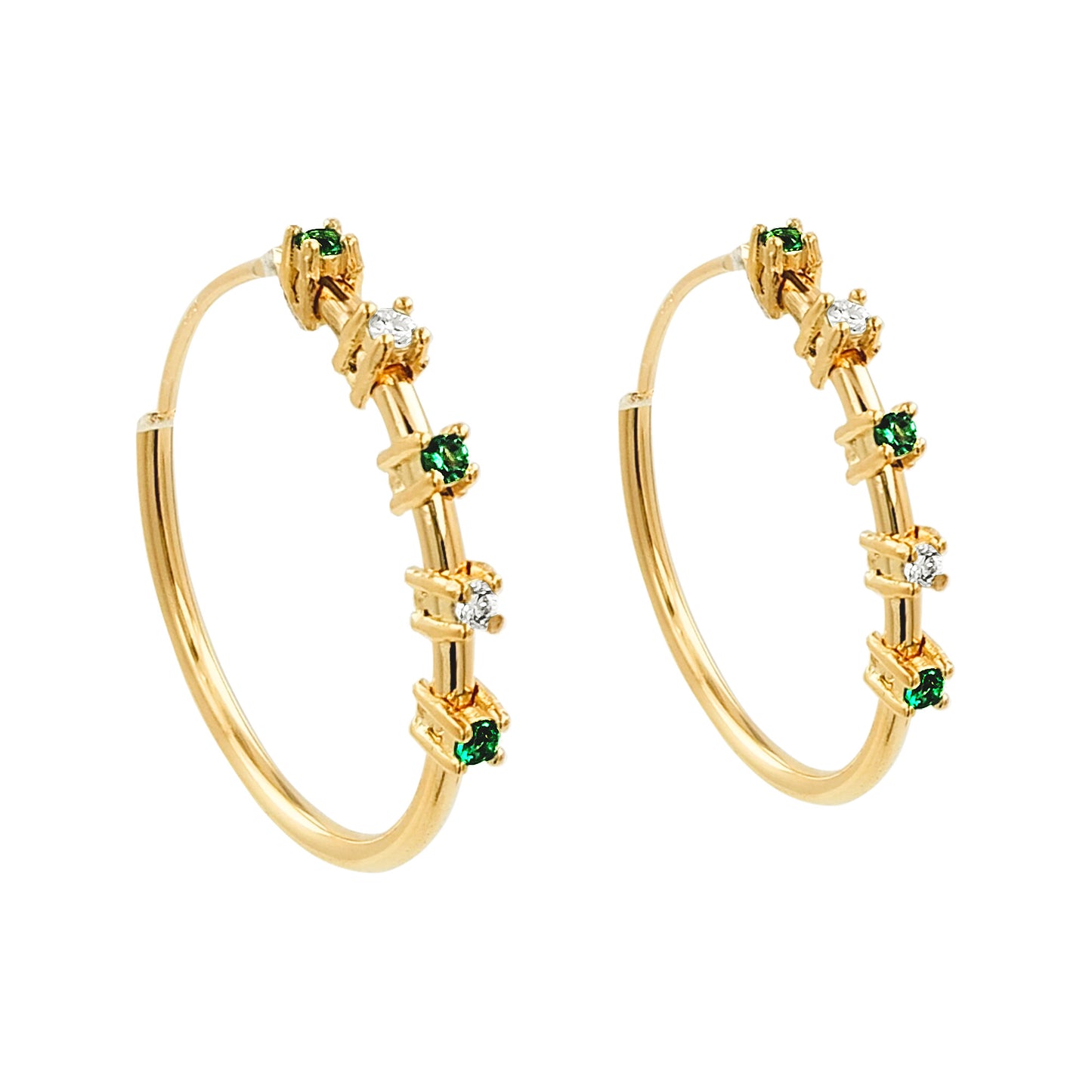 20MM Unisex Emerald Green Tube Hoop Earrings with LGD in 14K Gold Plated Silver | Best for Daily & Party Wear | Ideal Gift for Any Occasion