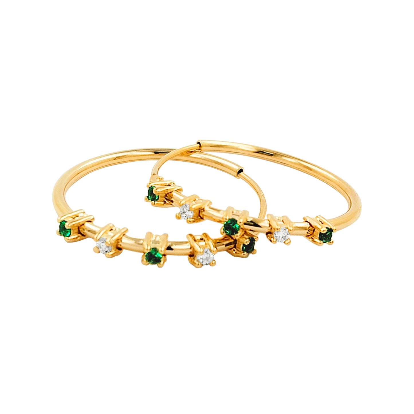 20MM Unisex Emerald Green Tube Hoop Earrings with LGD in 14K Gold Plated Silver | Best for Daily & Party Wear | Ideal Gift for Any Occasion