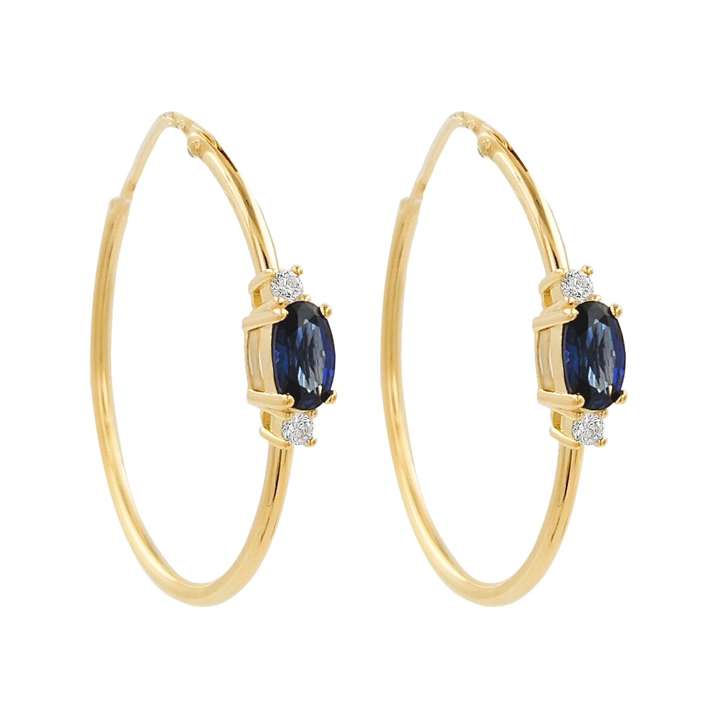 25MM Sapphire Blue Tube Hoop Earrings with Diamonds in 14K Gold Plated Silver | Elegant Daily & Party Wear | Perfect Gift for All Occasions