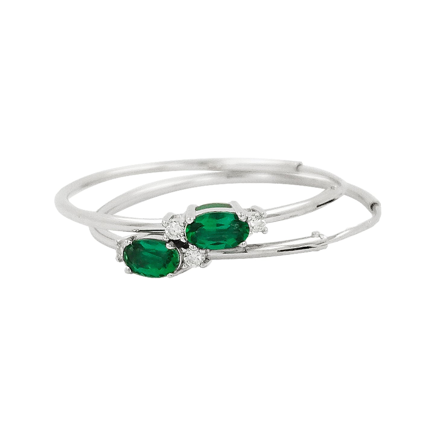25MM Emerald Green Tube Hoop Earrings with Diamonds in 14K Gold Plated Silver | Best for Daily/Party Wear | Ideal Gift for All Occasions
