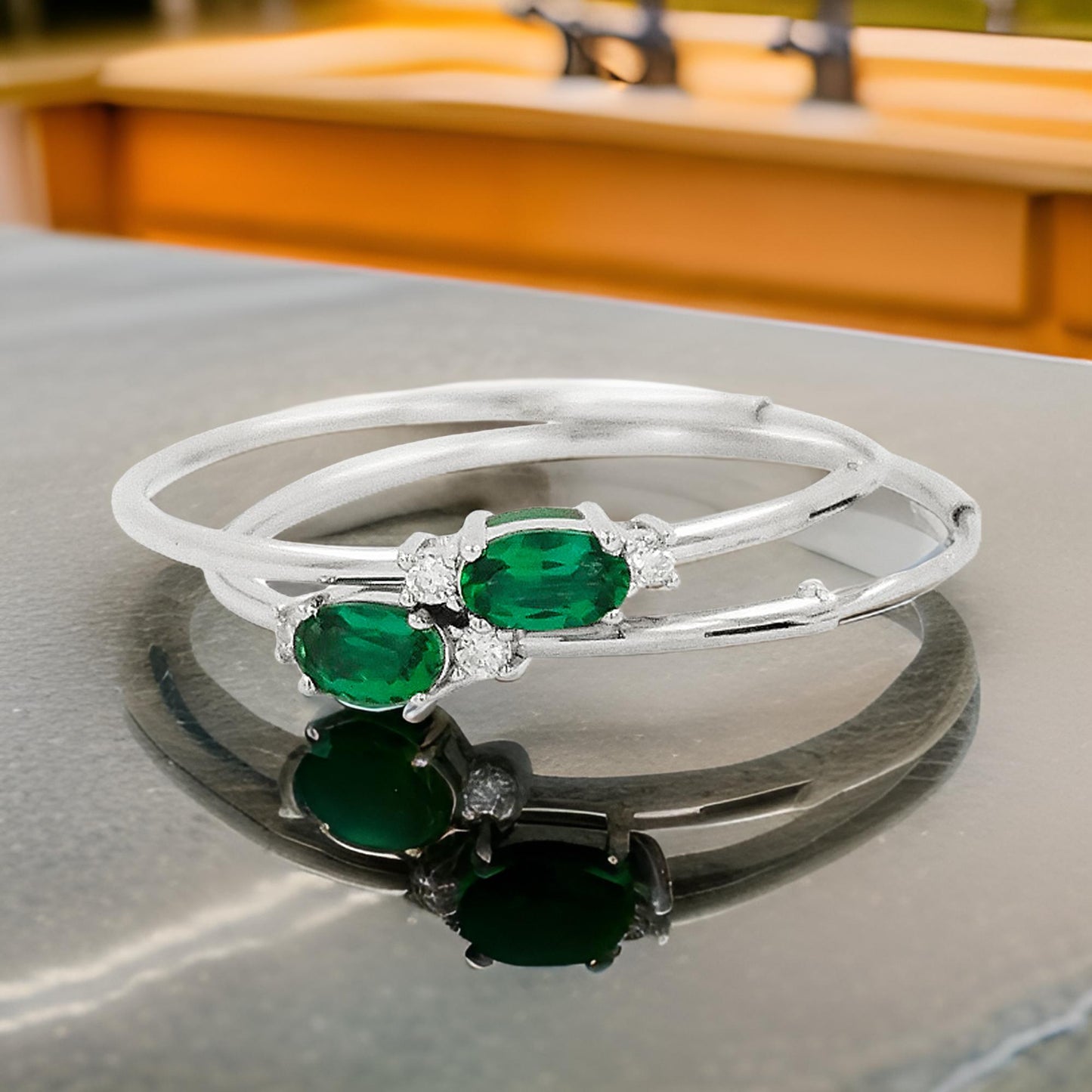 25MM Emerald Green Tube Hoop Earrings with Diamonds in 14K Gold Plated Silver | Best for Daily/Party Wear | Ideal Gift for All Occasions
